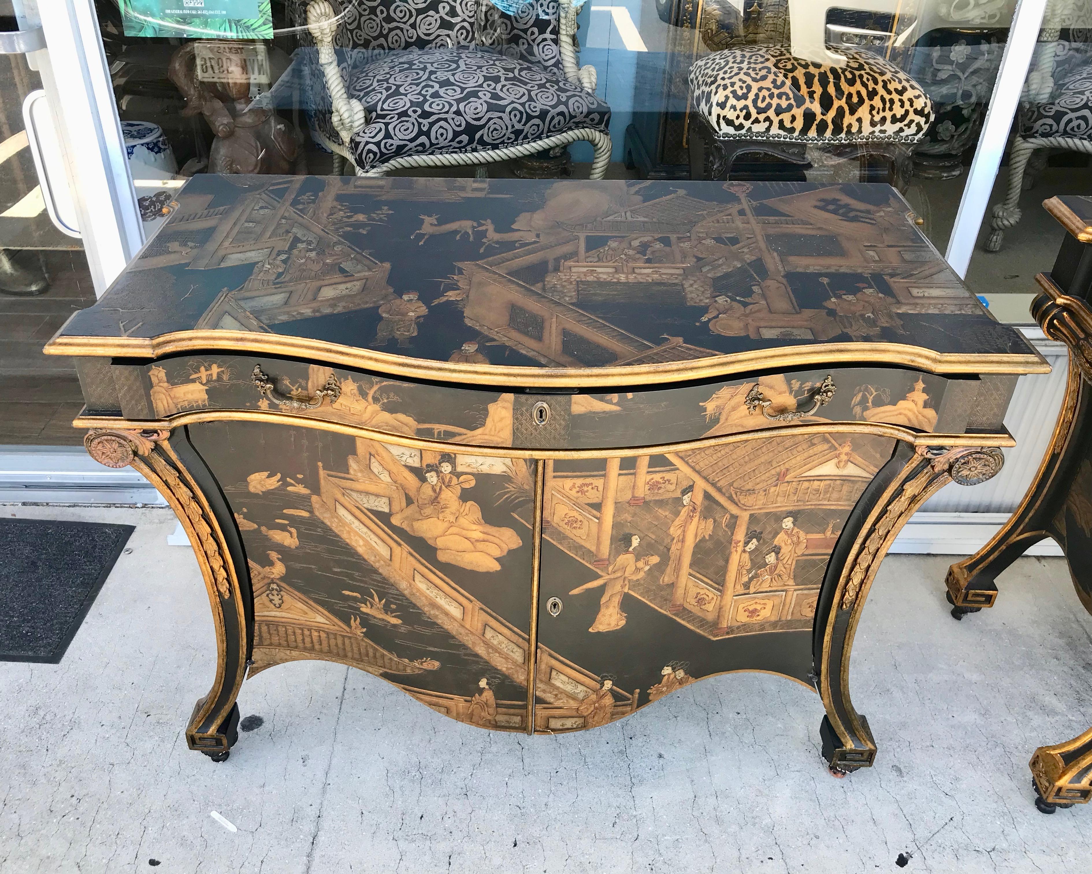 Pair of Large Chinoiserie Commodes by Baker 2