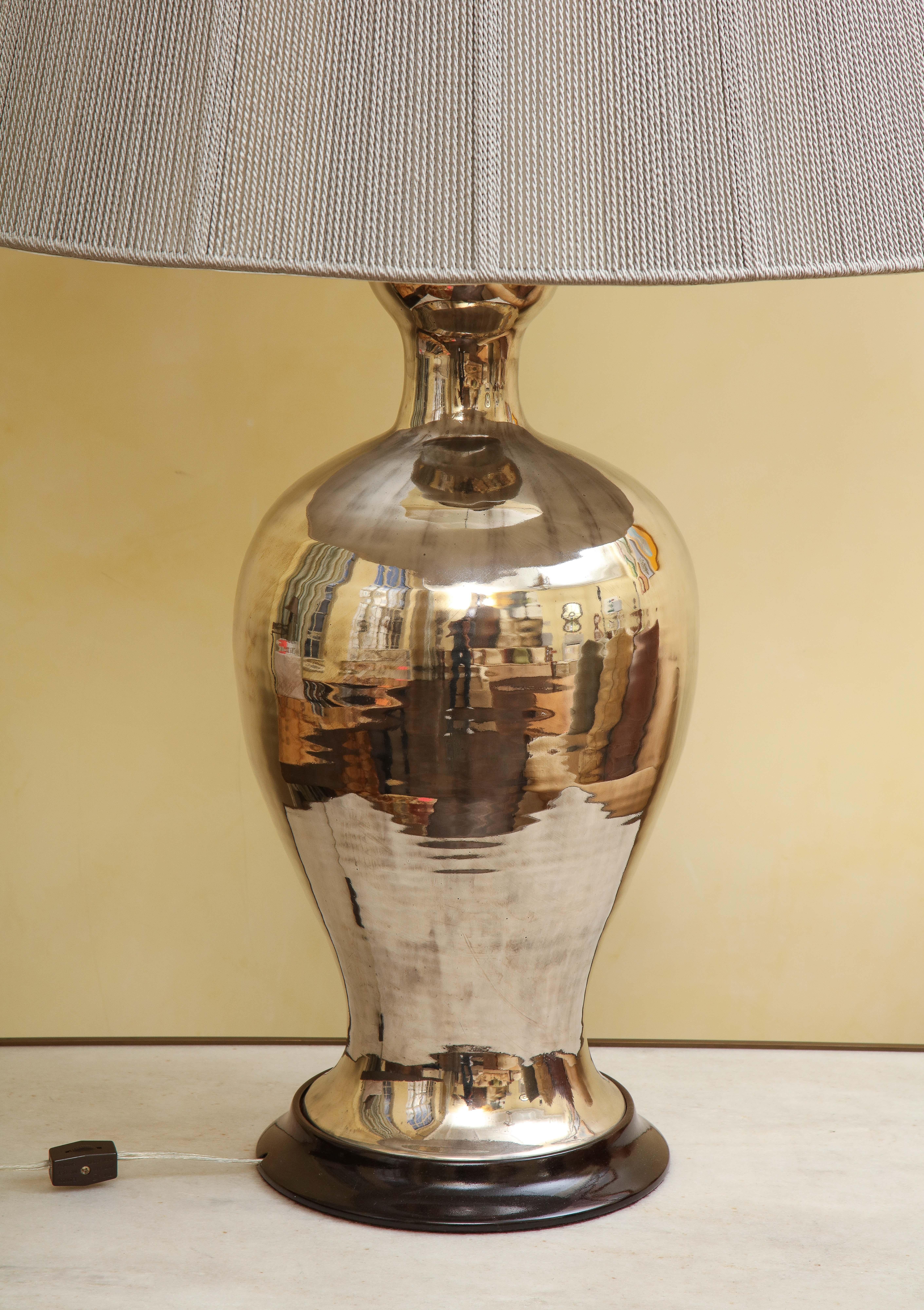 Pair of Large Christopher Spitzmiller Silver Lustre Table Lamps In Good Condition In Chicago, IL