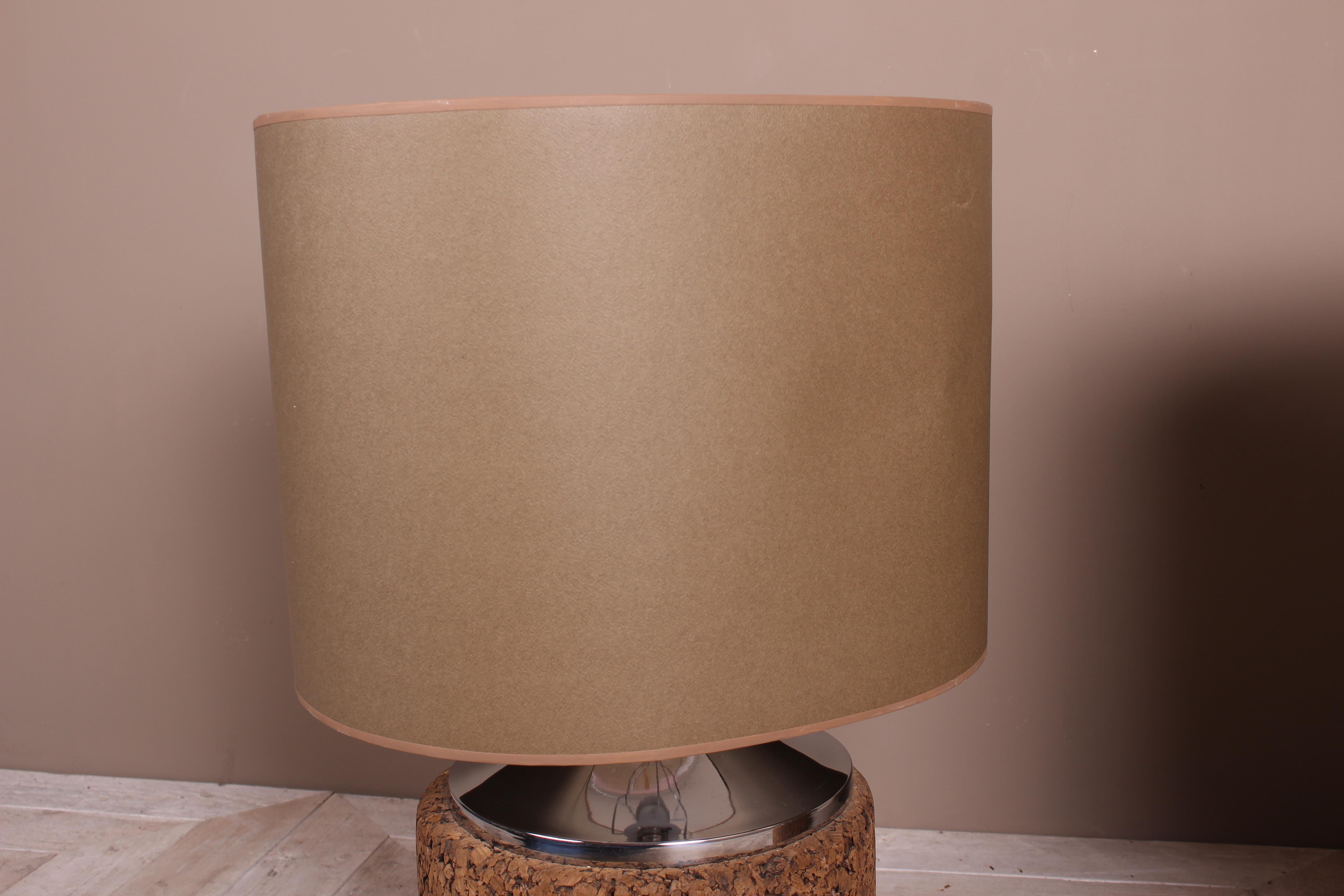 Pair of Large Chrome and Cork Table Lamps For Sale 4