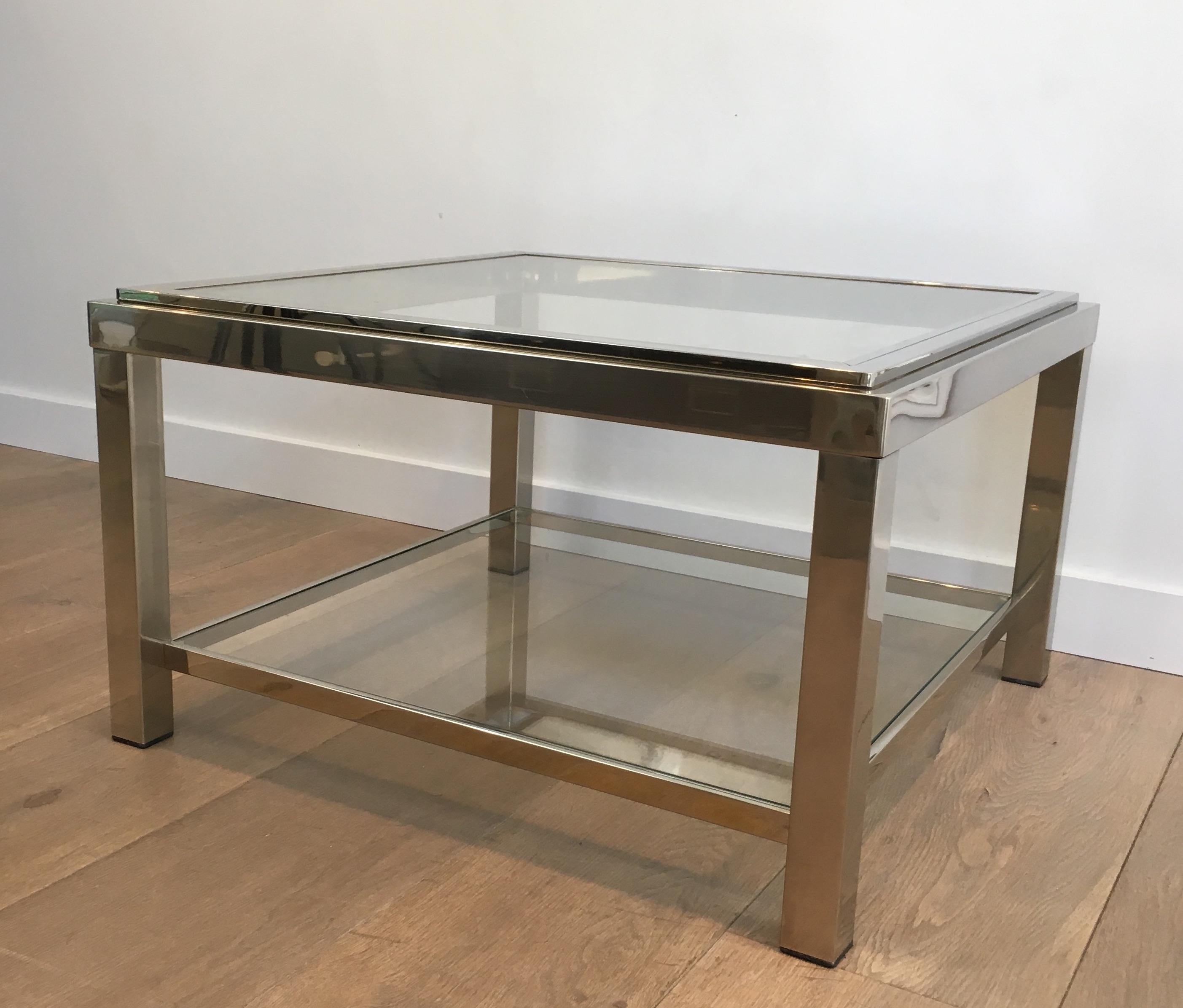Late 20th Century Pair of Large Chrome Side Tables, French, circa 1970