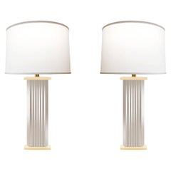 Pair of Large Chrome Skyscraper Table Lamps, 1970s