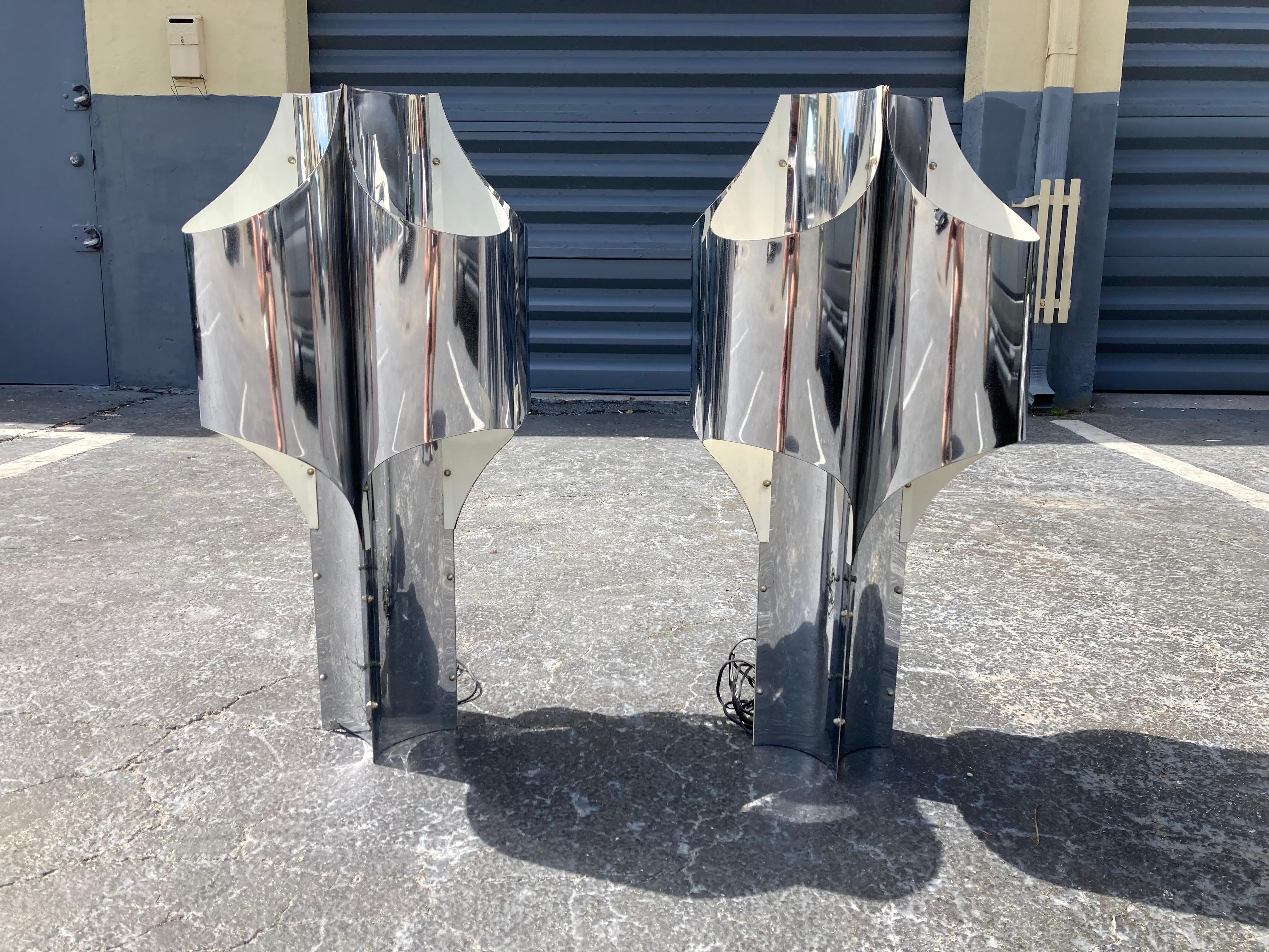Pair of Large Chrome Table Lamps by Robert Sonneman, USA, 1960s For Sale 4