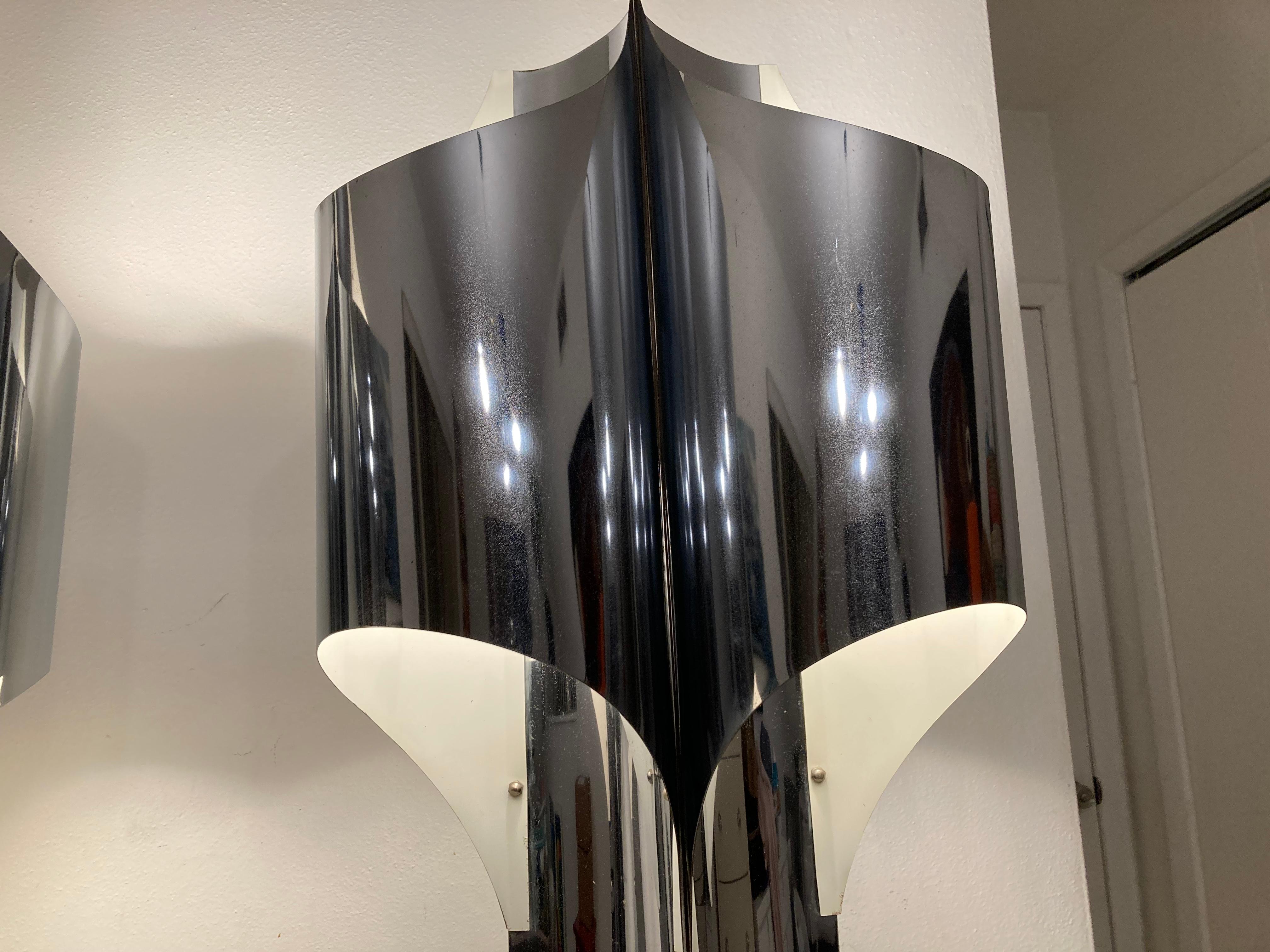 Pair of Large Chrome Table Lamps by Robert Sonneman, USA, 1960s 7