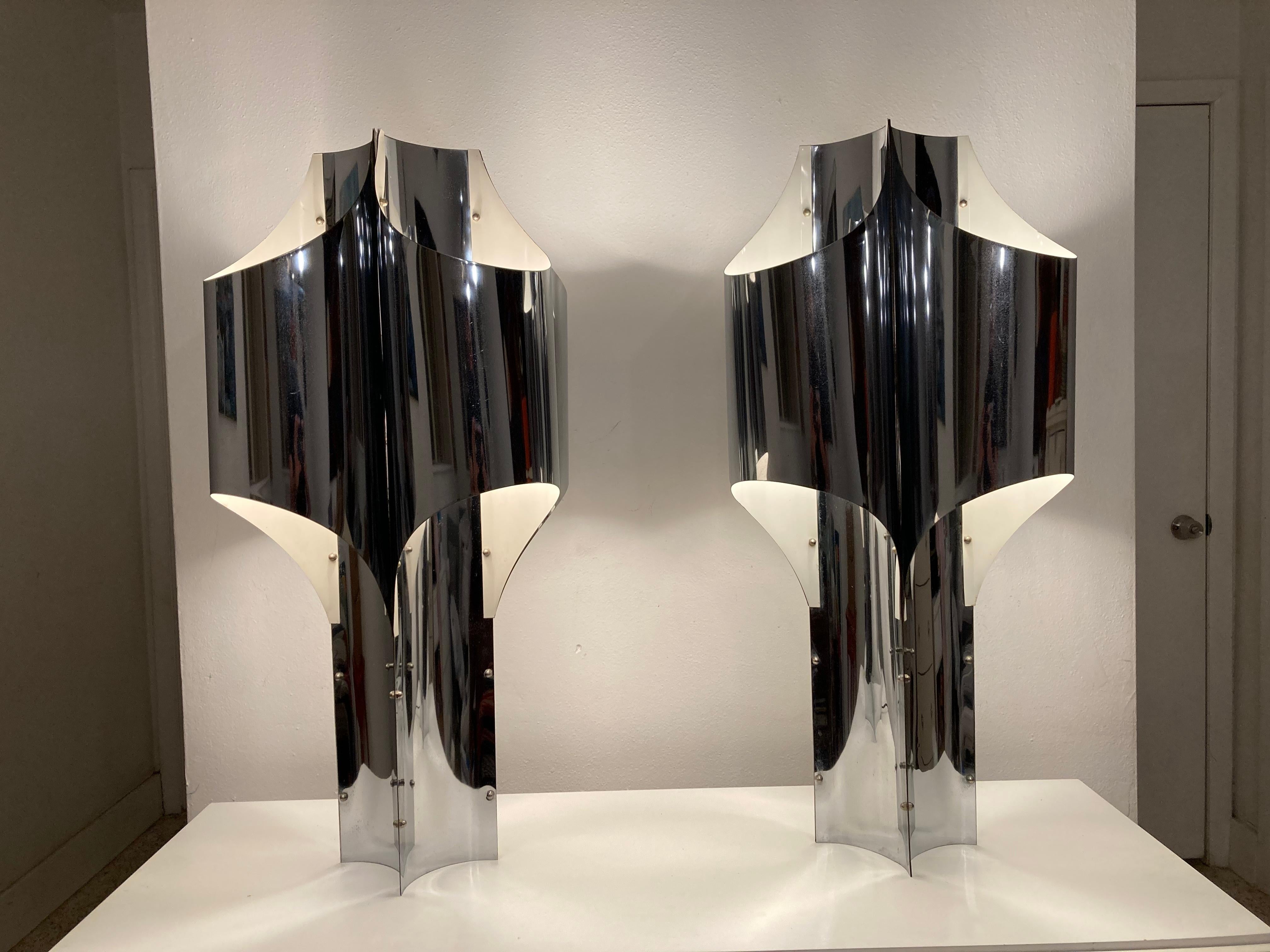Pair of Large Chrome Table Lamps by Robert Sonneman, USA, 1960s 10