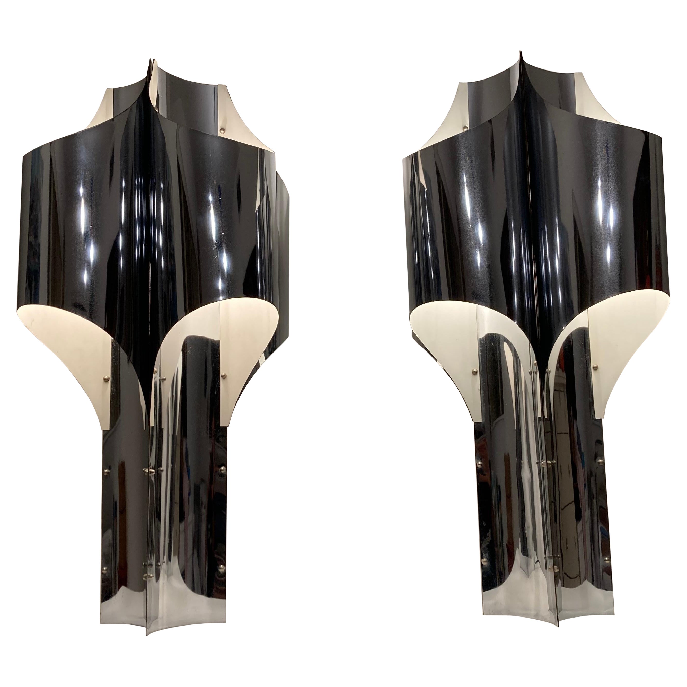 Pair of Large Chrome Table Lamps by Robert Sonneman, USA, 1960s