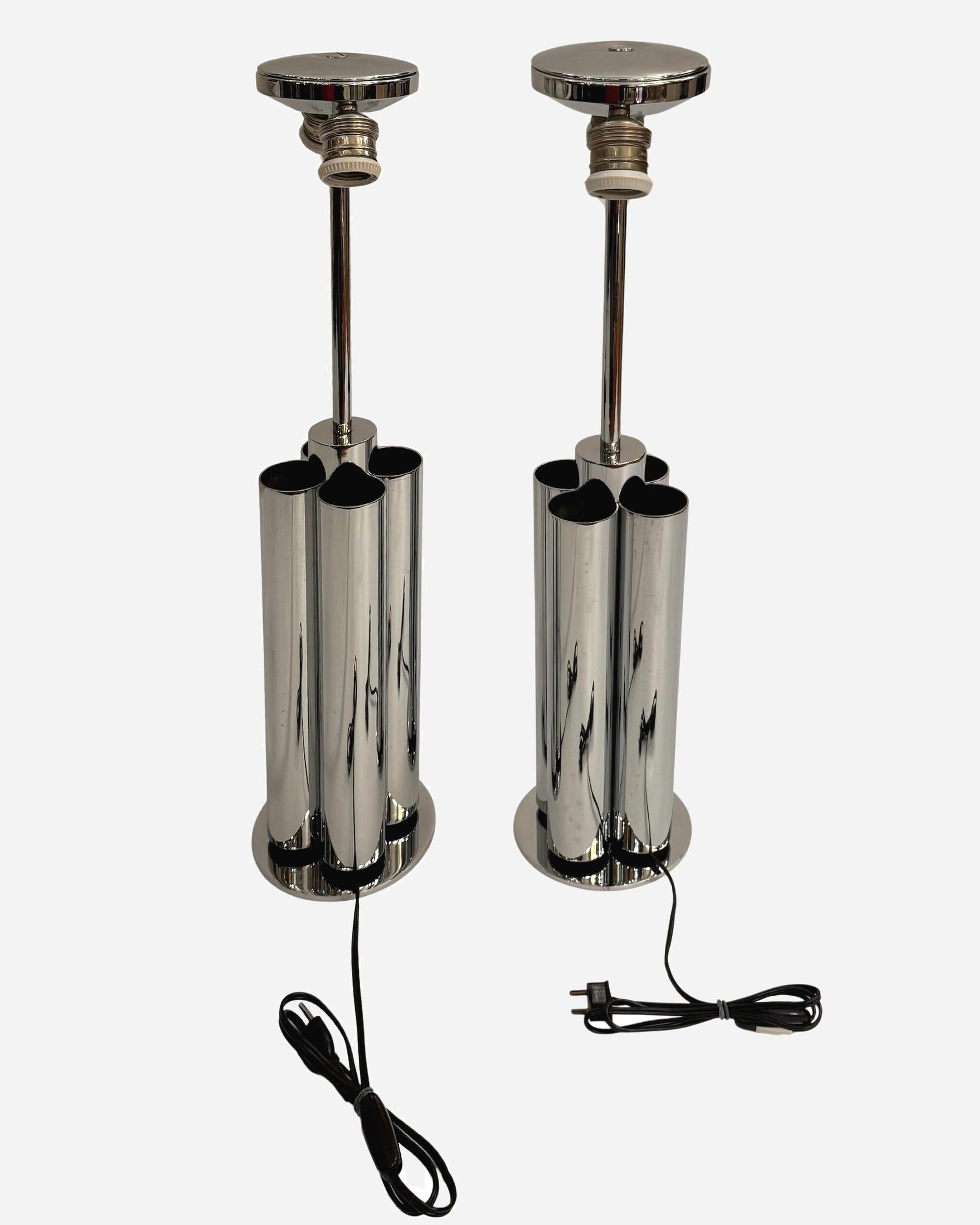 Paar große Lampen aus verchromtem Stahl, Reggiani, Italien, um 1970 (Space Age) im Angebot