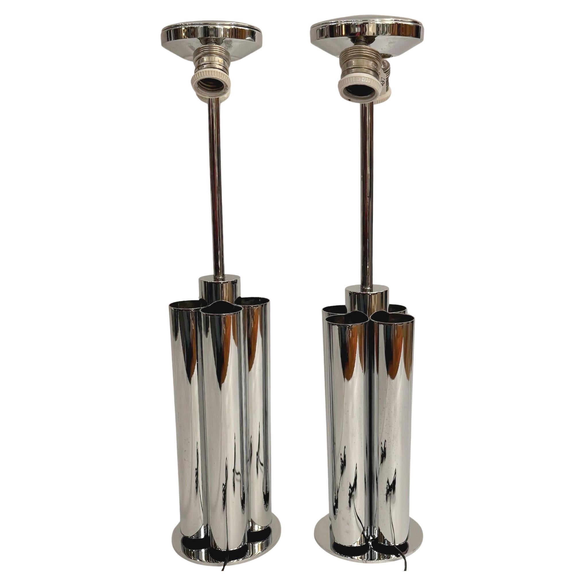 Paar große Lampen aus verchromtem Stahl, Reggiani, Italien, um 1970