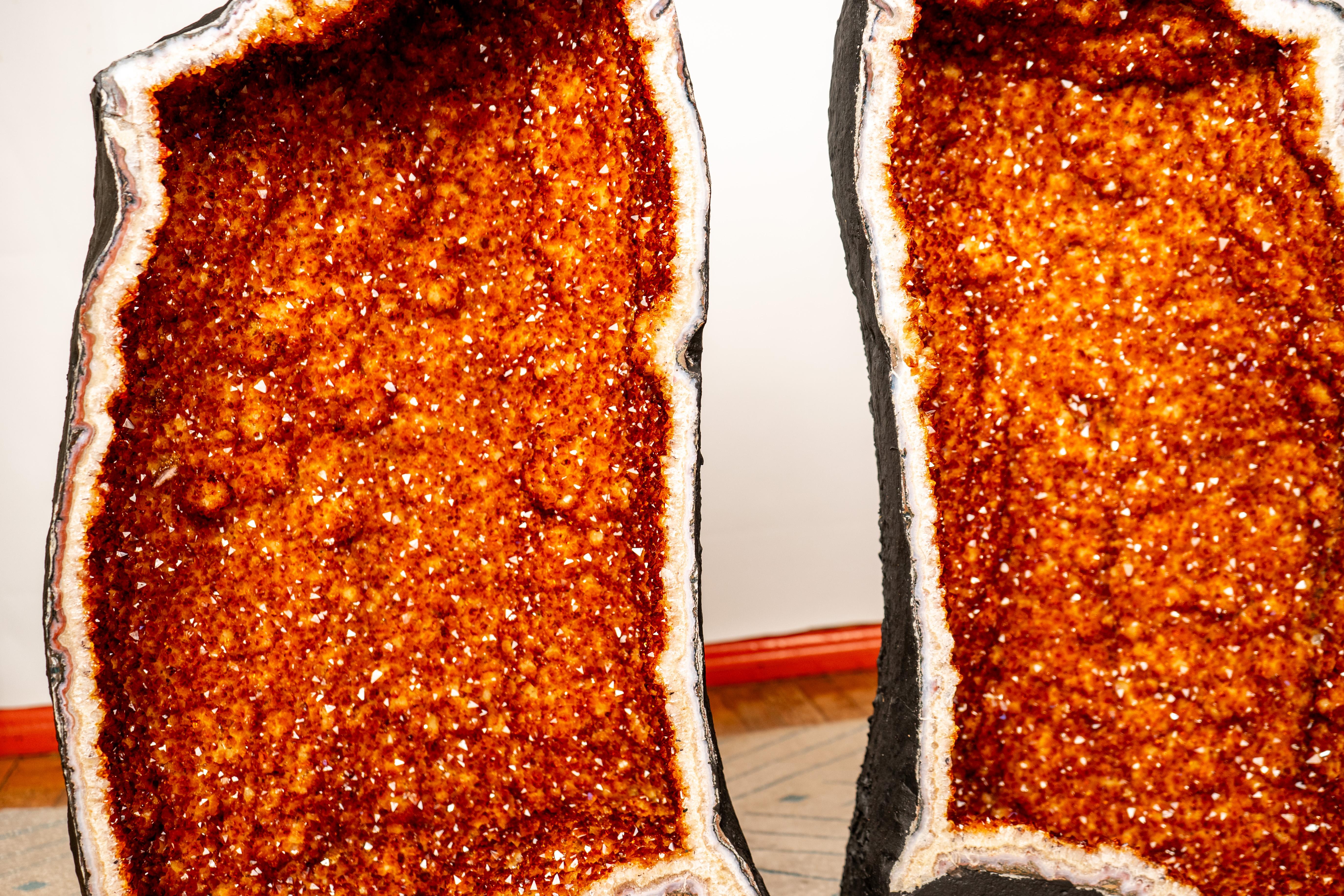 Pair of Large Citrine Cathedral Geodes For Sale 1