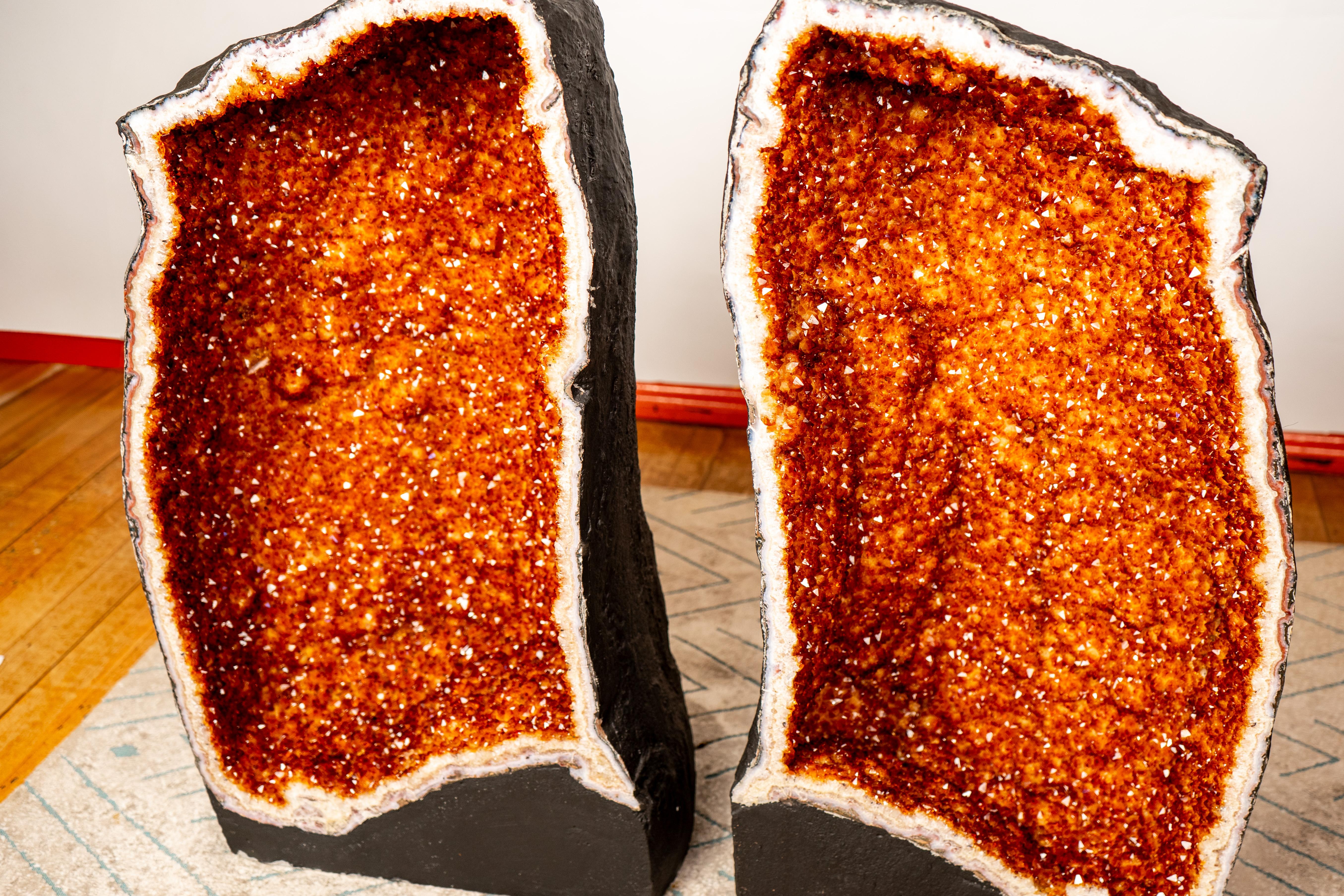 Pair of Large Citrine Cathedral Geodes For Sale 2
