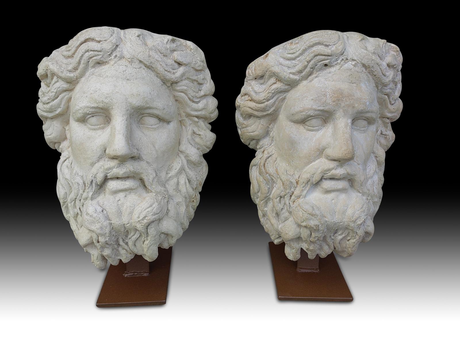 Baroque Pair of Large Classic Masks from the 50's 20th Century