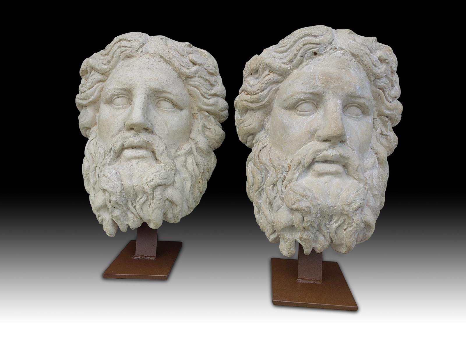 French Pair of Large Classic Masks from the 50's 20th Century