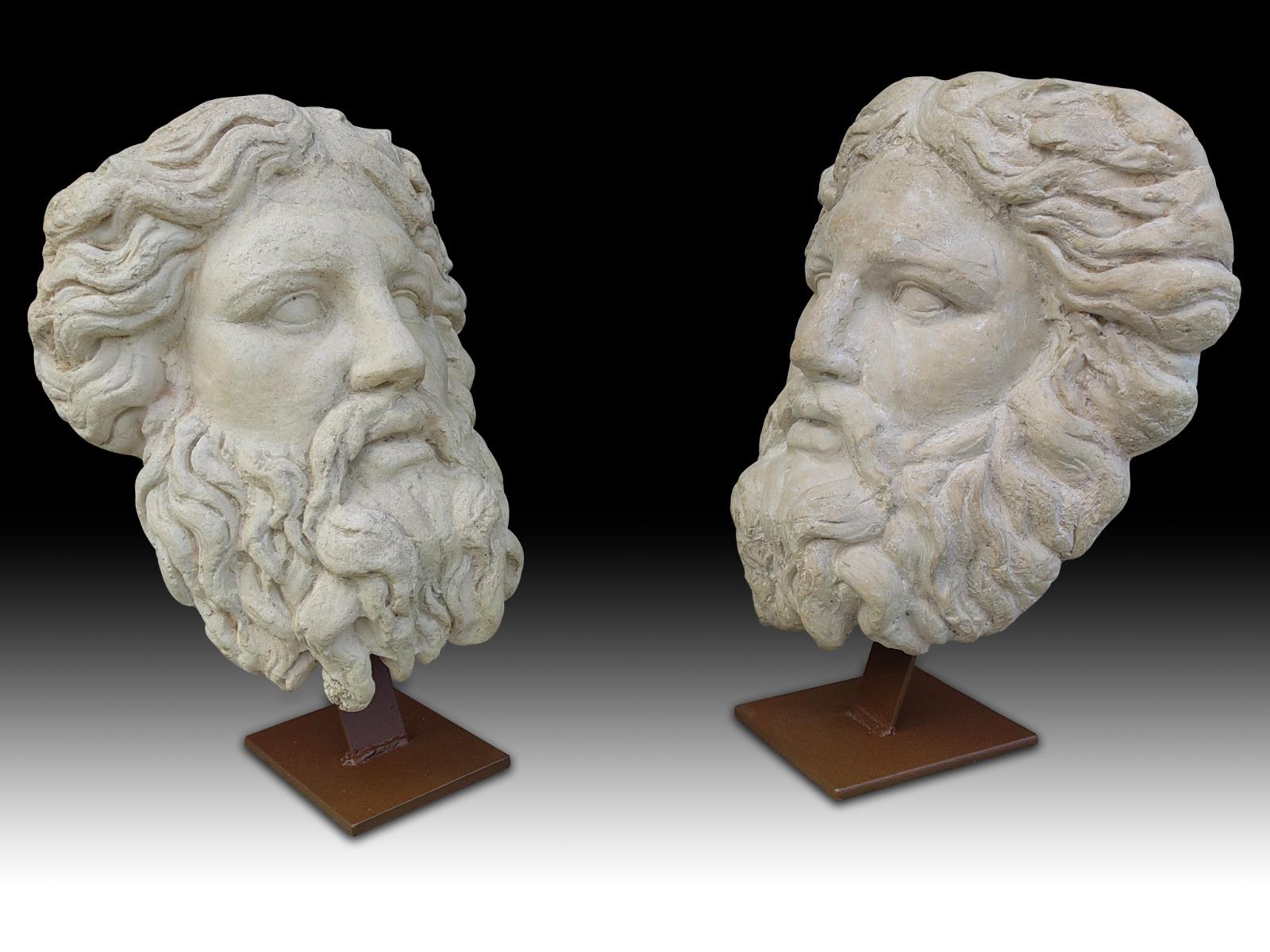 Terracotta Pair of Large Classic Masks from the 50's 20th Century