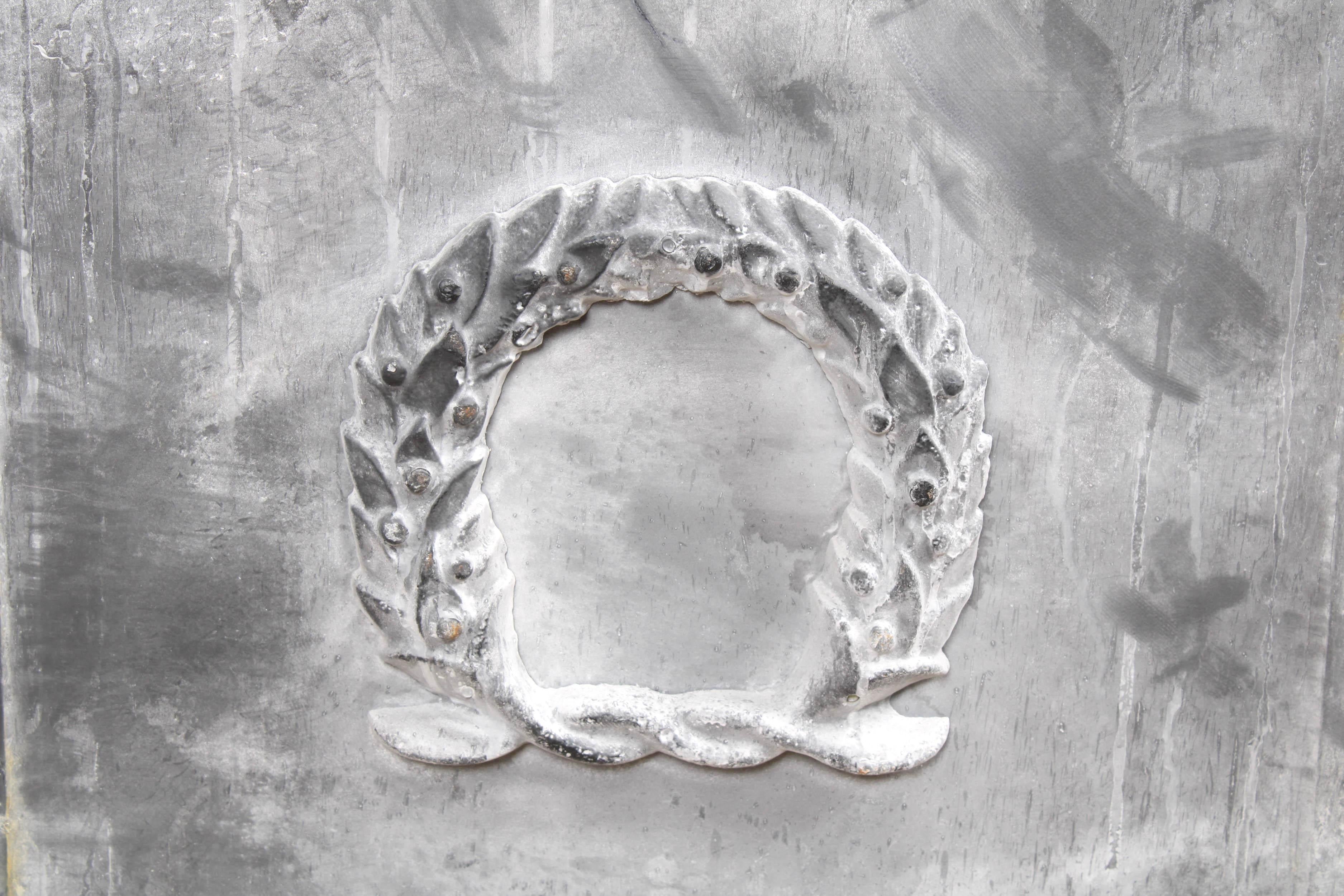 Metal Pair of Large Classical Style Gray Planters