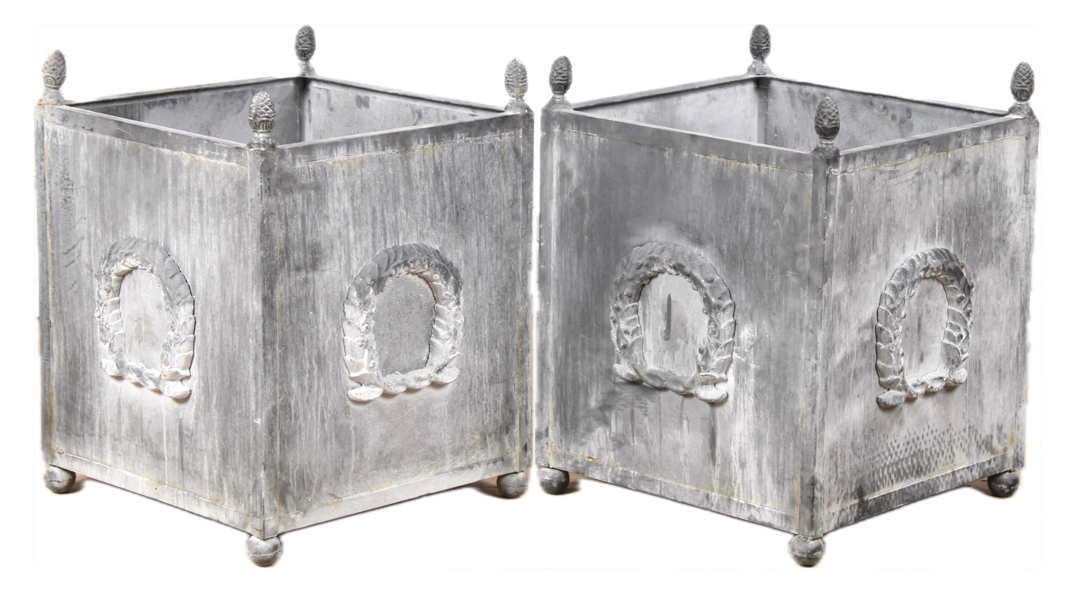 Pair of Large Classical Style Gray Planters 1