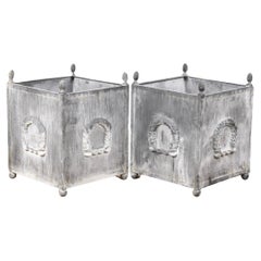 Pair of Large Classical Style Gray Planters