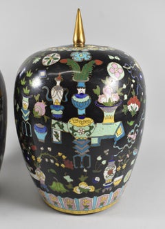 Pair of Large Cloisonne Ginger Jars