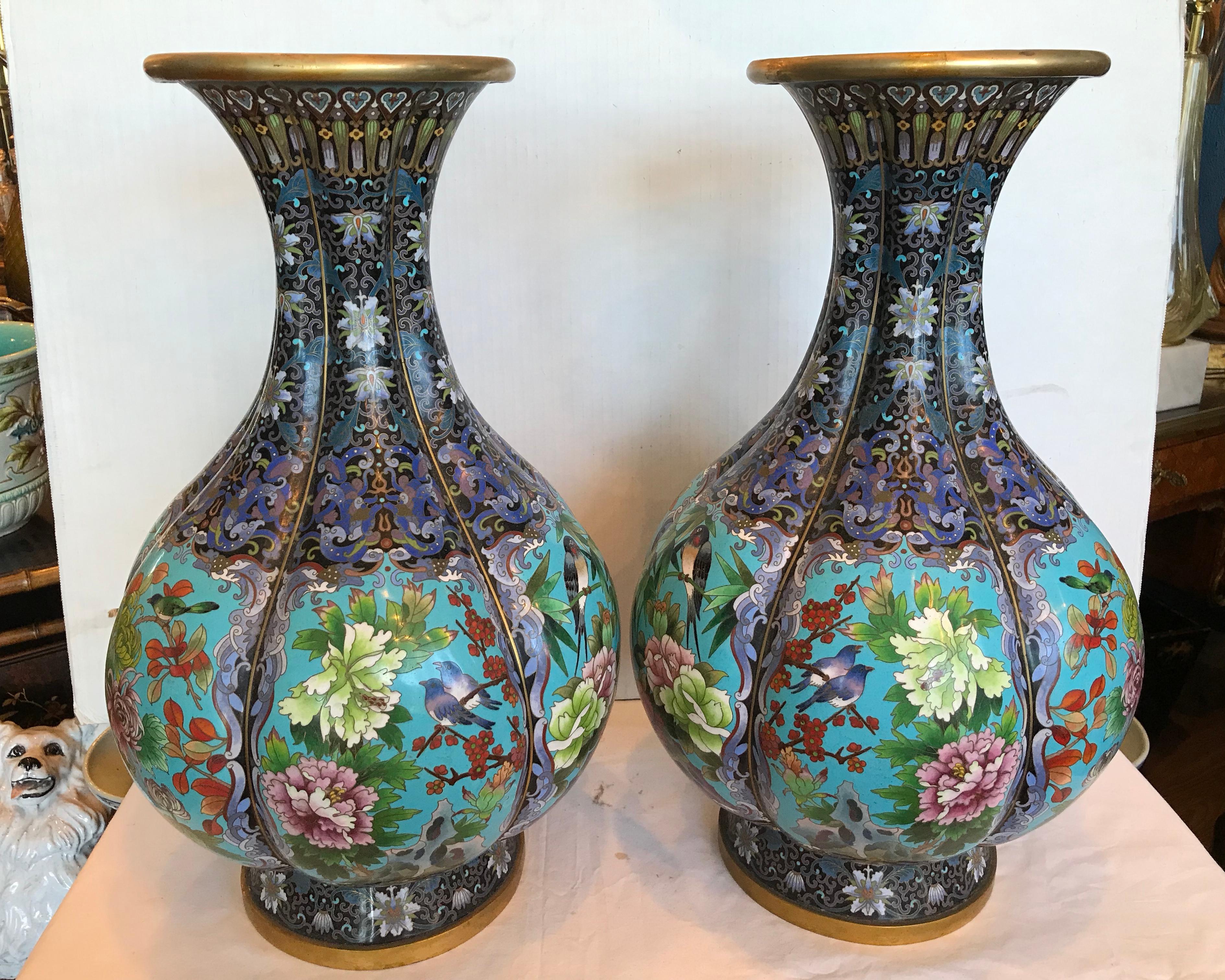 Pair of Large Cloisonné Vases 5