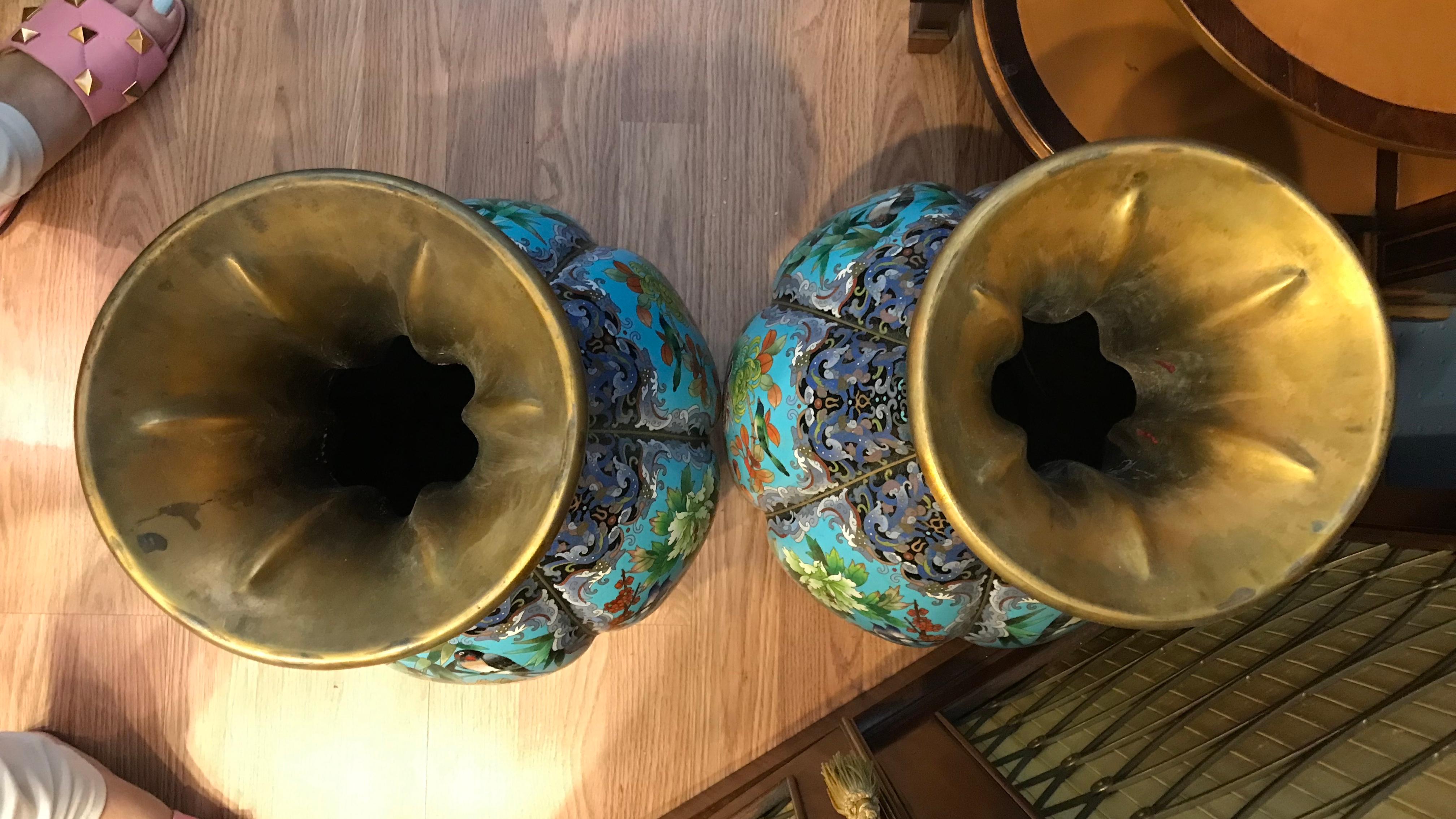 Pair of Large Cloisonné Vases 8