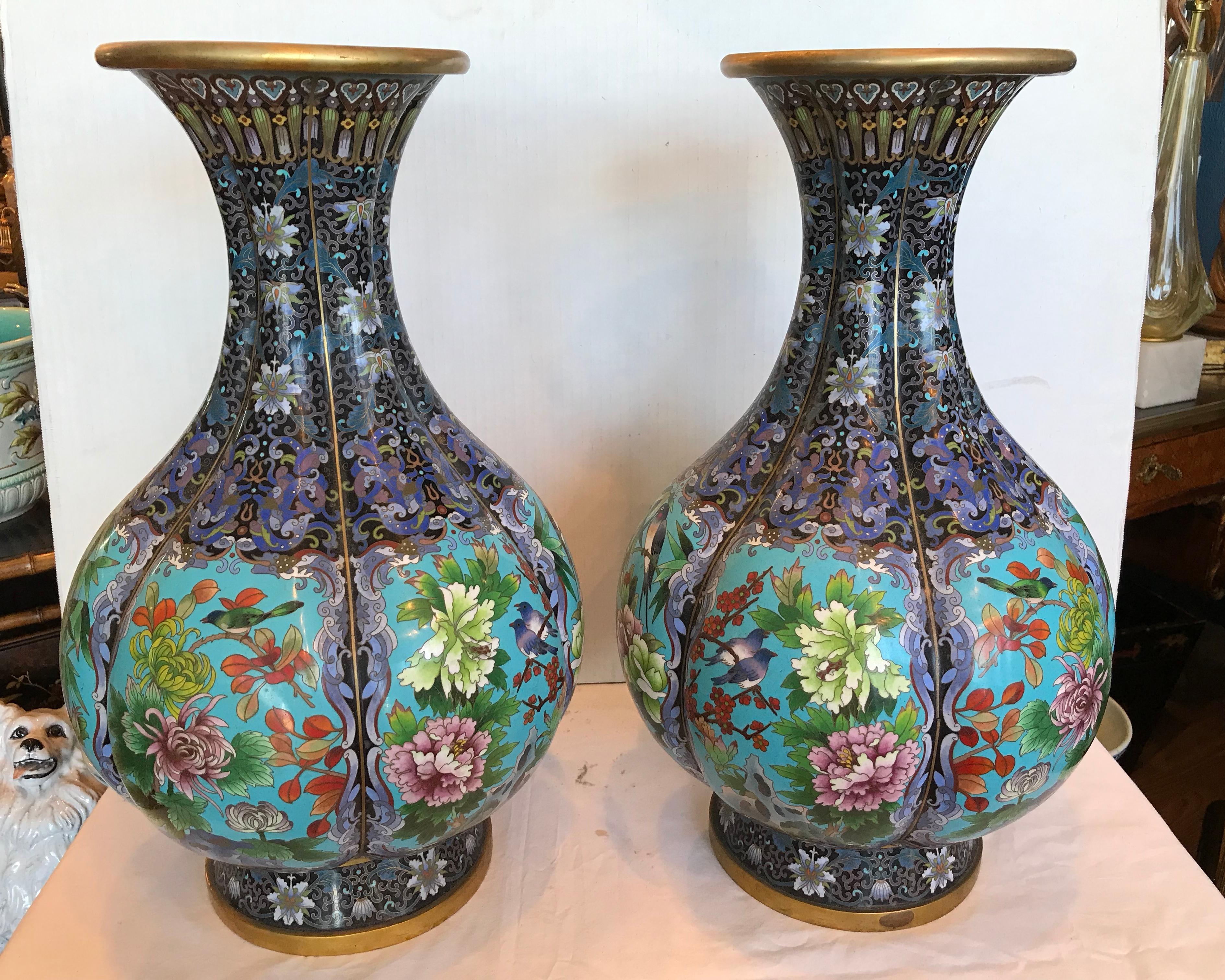 Pair of Large Cloisonné Vases 1