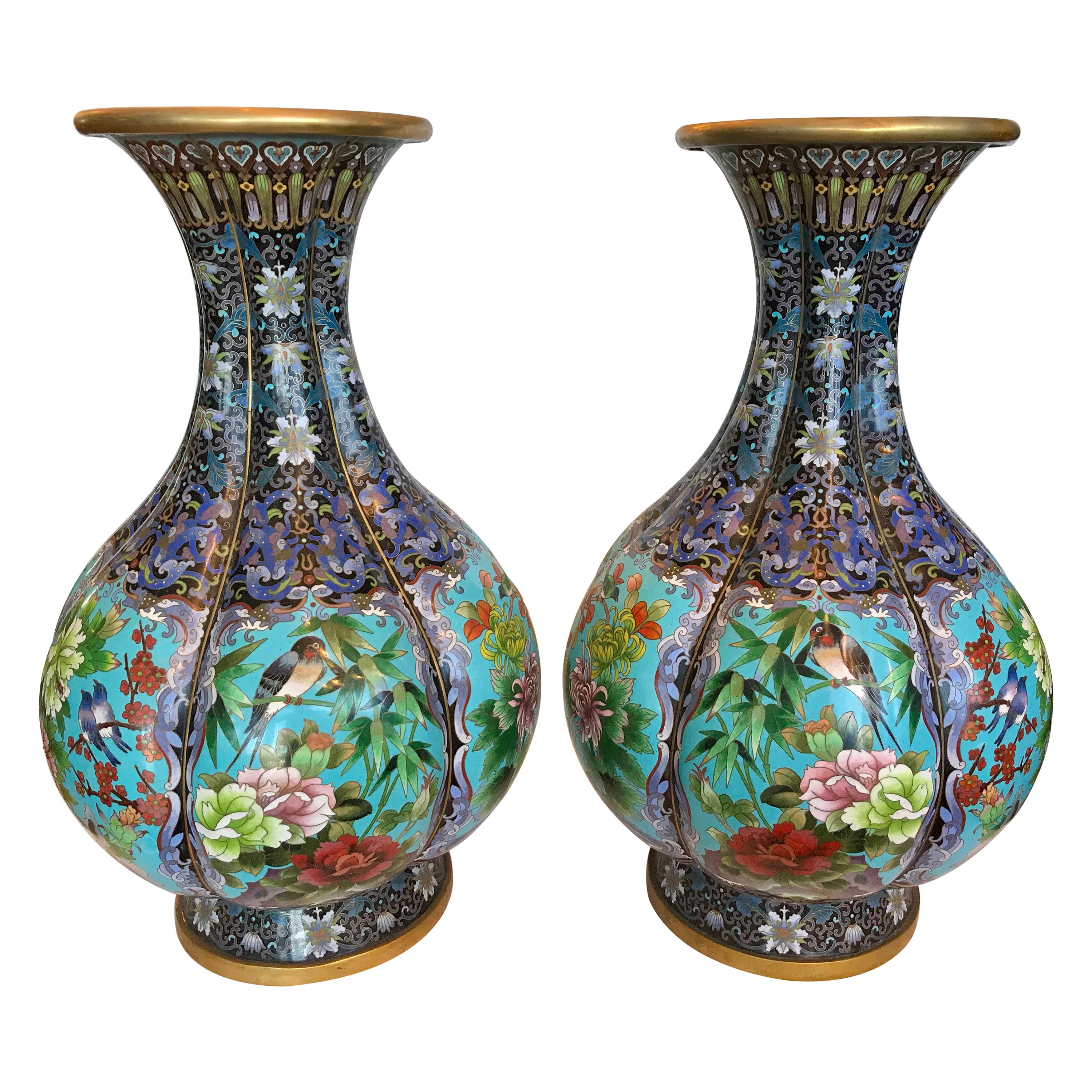 Pair of Large Cloisonné Vases