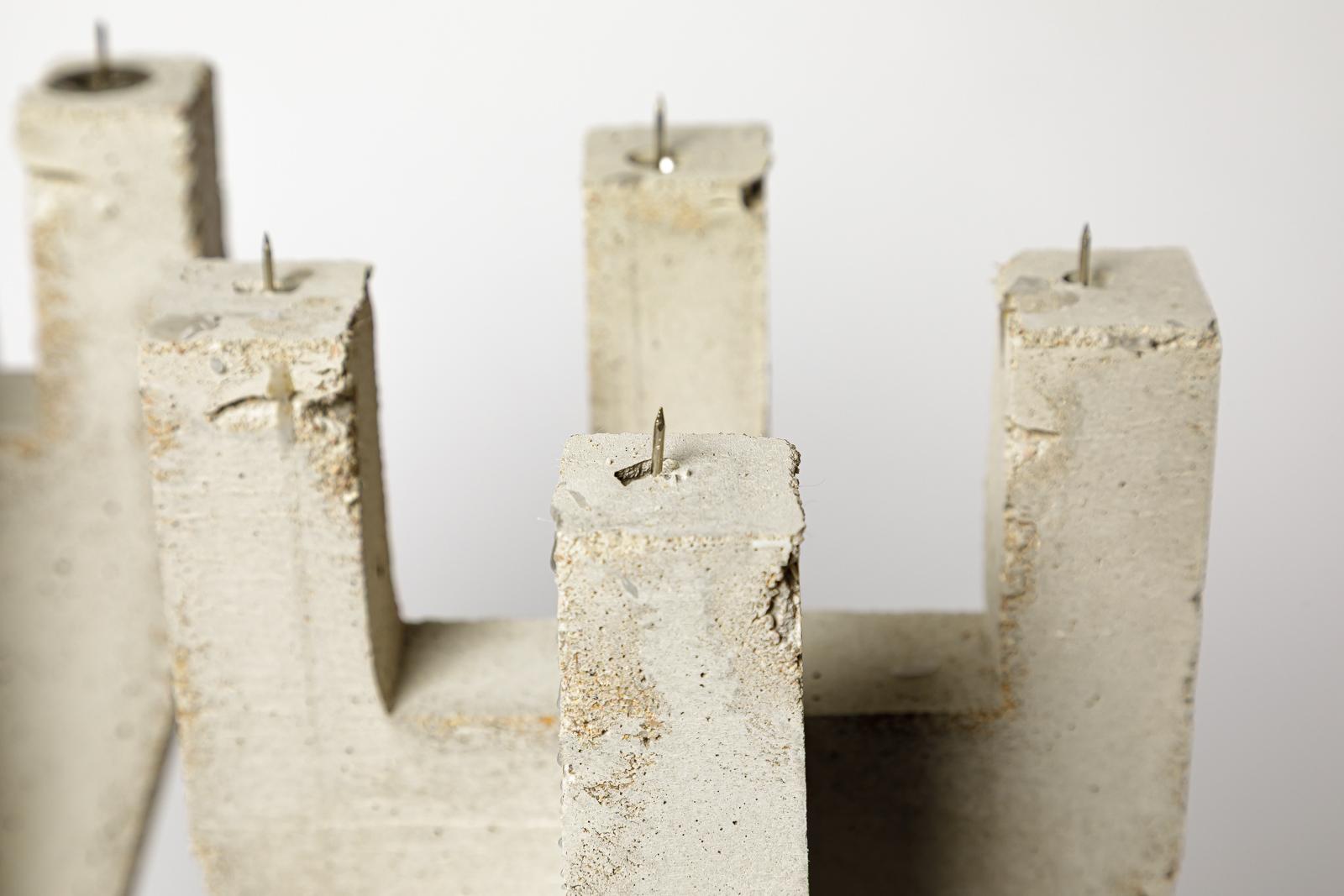 Pair of large concrete sculptural candlesticks by Les usagers 2025 design 42 cm For Sale 1