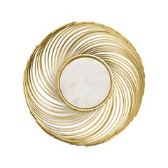 Pair of Large Contemporary Gold Metal Stem Bowl