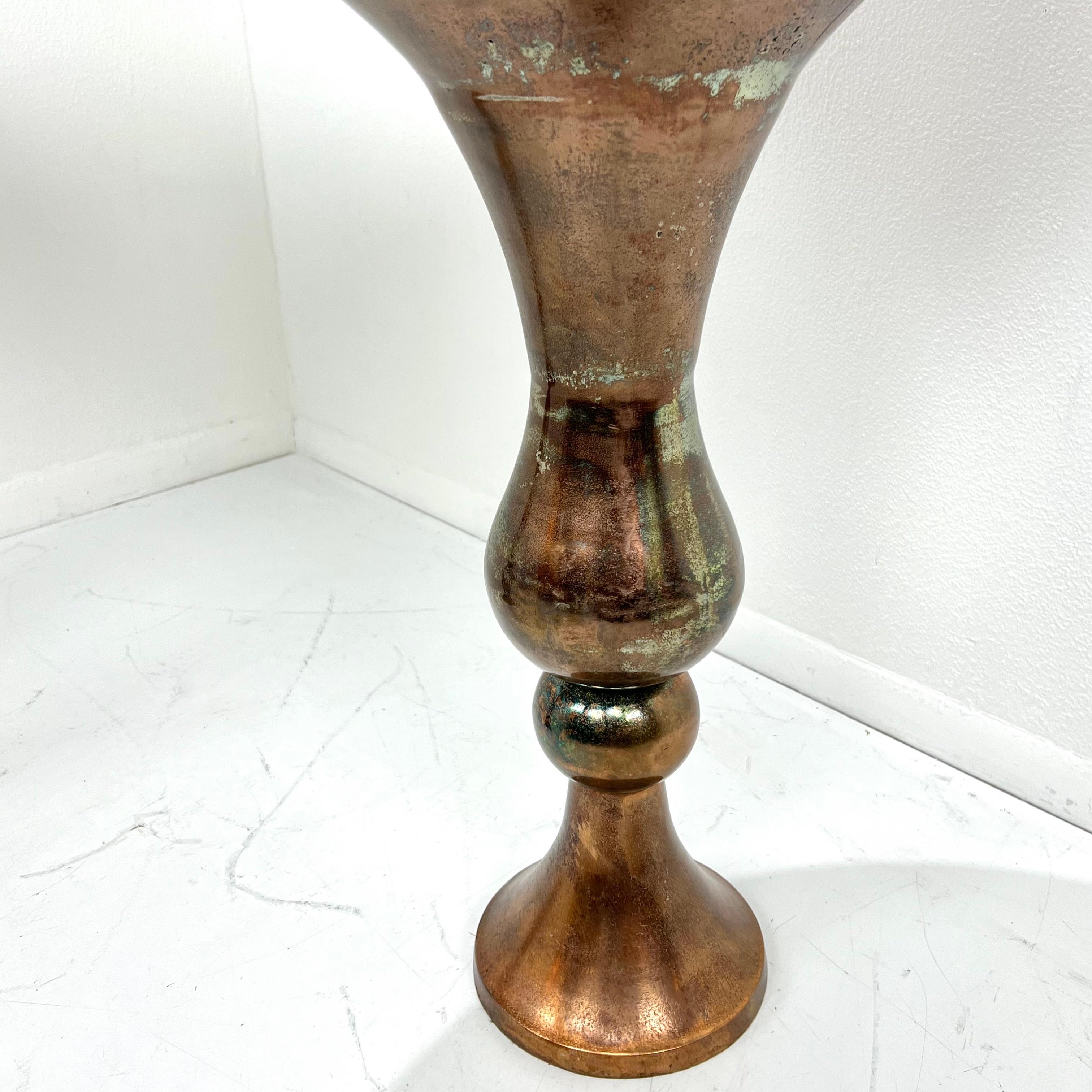Pair of Large Copper Finish Metal Floor Vases For Sale 10