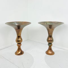 Pair of Large Copper Finish Metal Floor Vases
