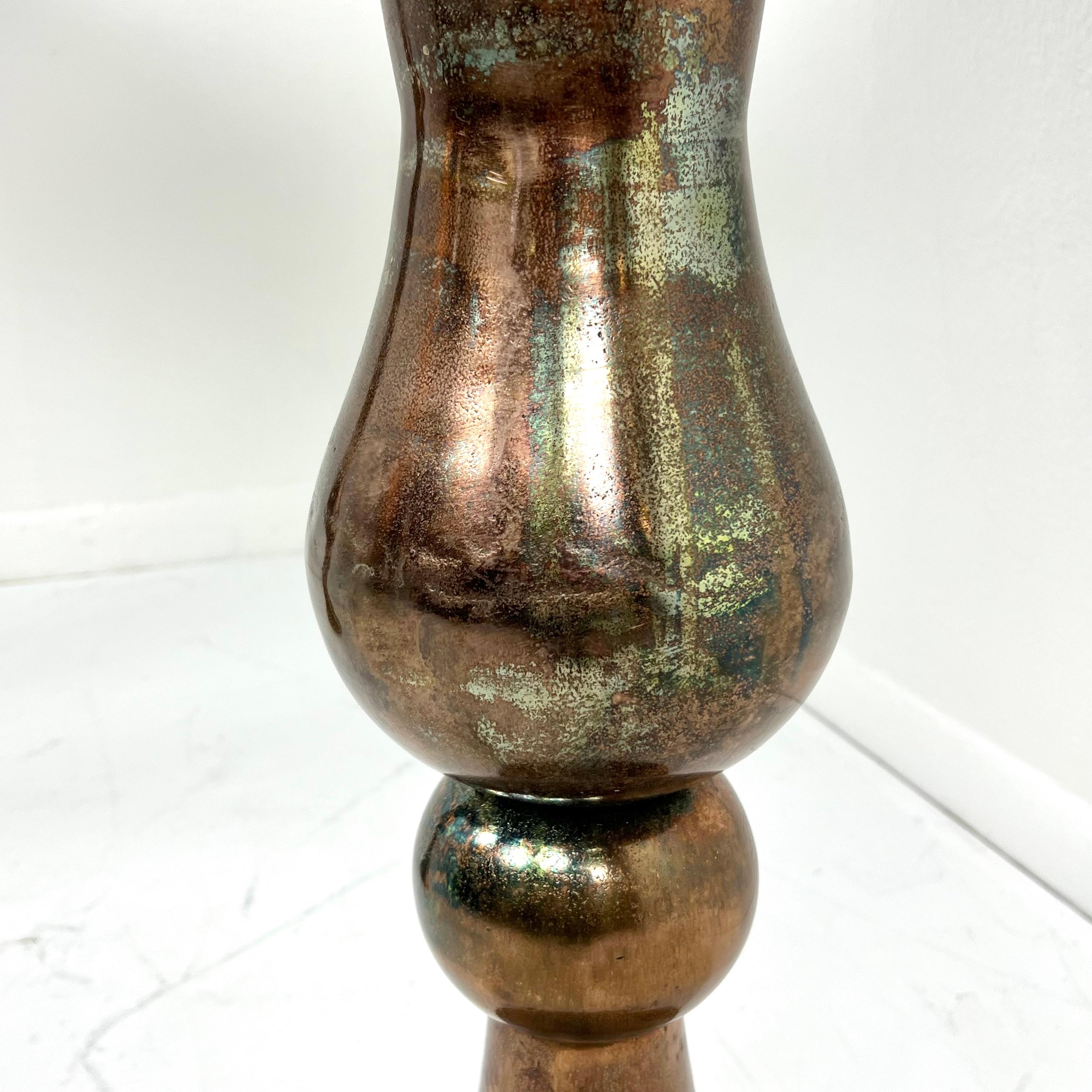 Pair of Large Copper Finish Metal Floor Vases For Sale 1