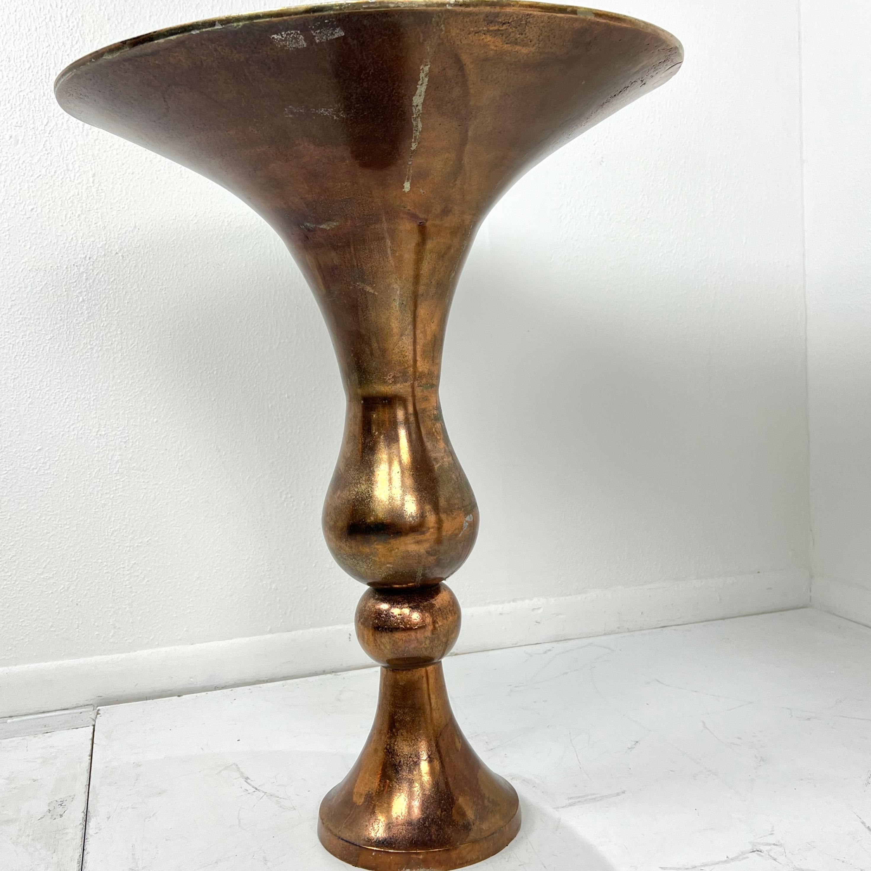Pair of Large Copper Finish Metal Floor Vases For Sale 3