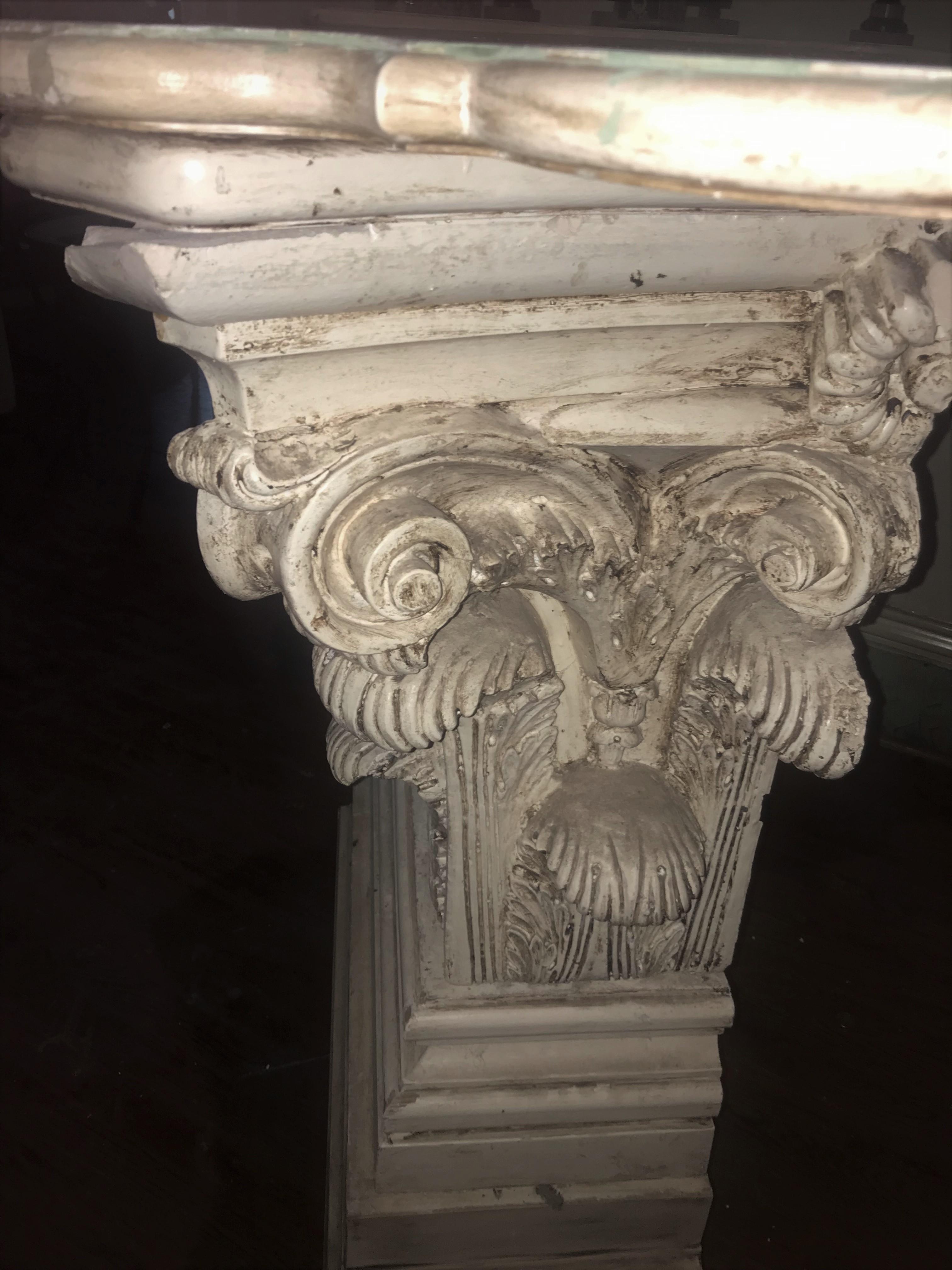 Pair of Large Corinthian Capital Form Consoles in Classical Style 4