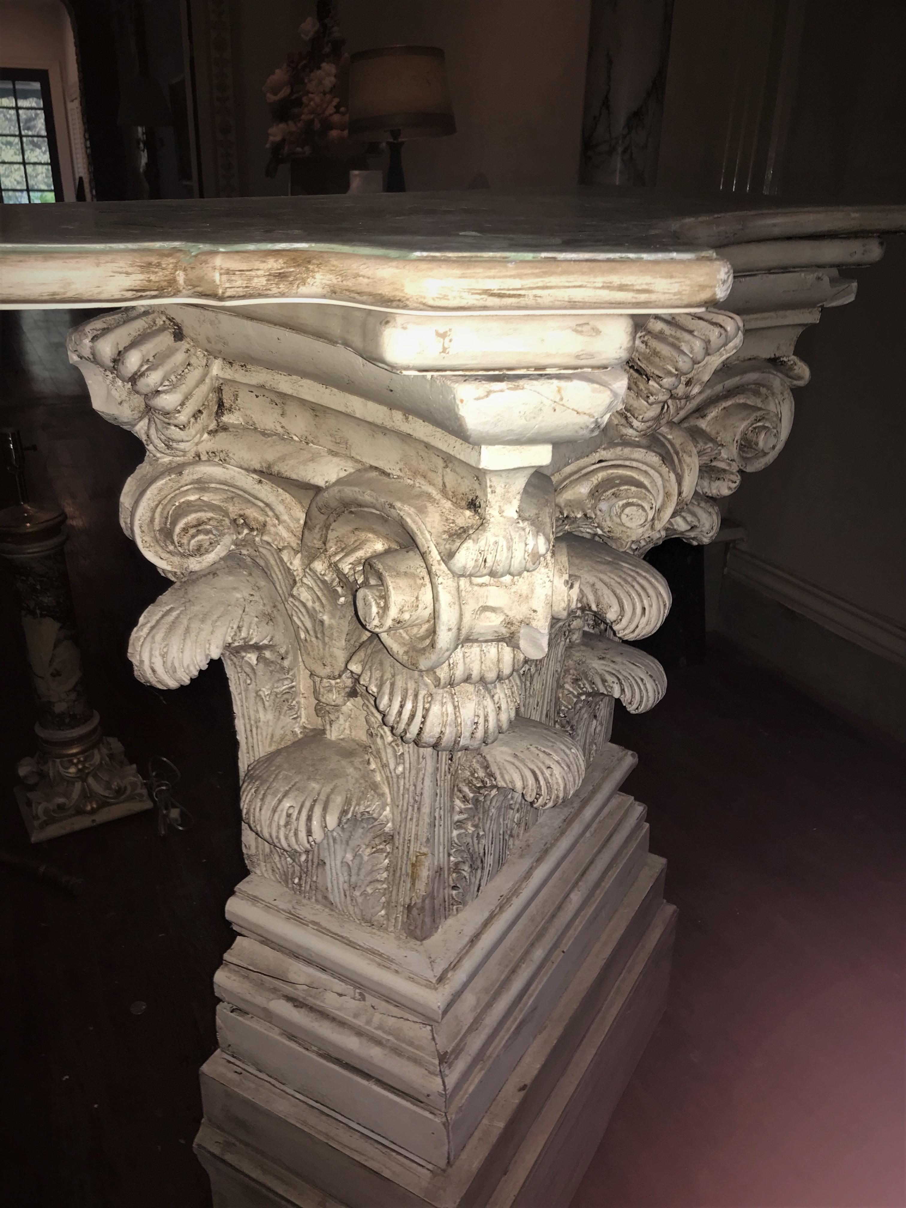 Pair of Large Corinthian Capital Form Consoles in Classical Style 1