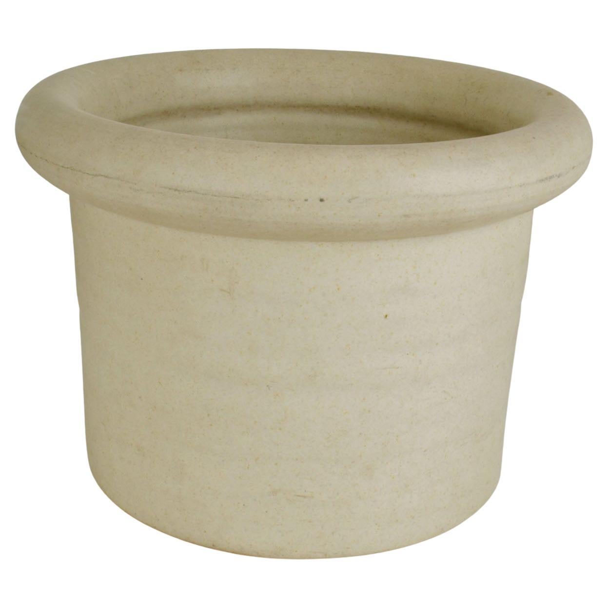 Studio Pottery planter created on the turning wheel by sophisticated and advanced skilled Dutch ceramist Piet Knepper for Mobach Studio, Utrecht in the Netherlands 1970's. The cylinder shape planter has an over sized rim to make the plant stand out