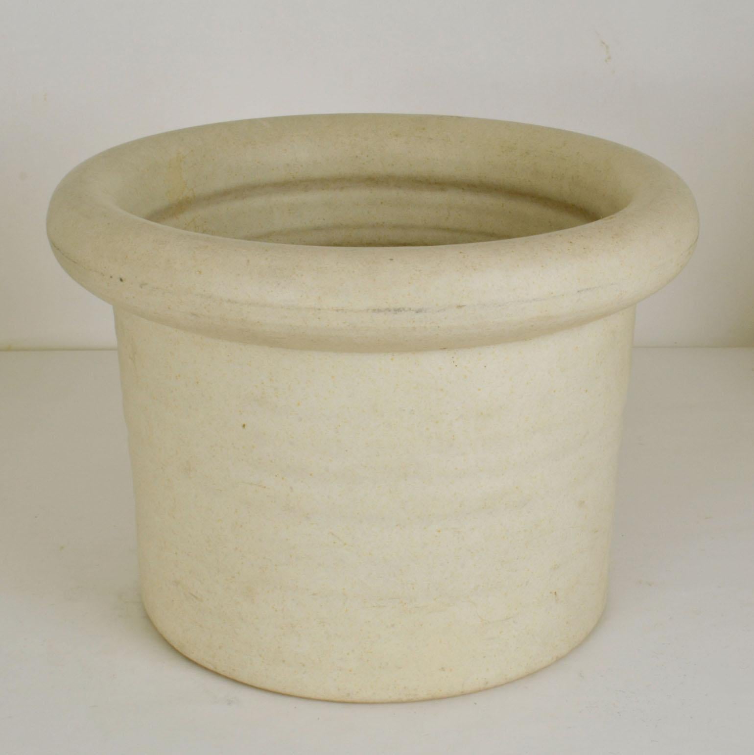 Mid-Century Modern Pair of Large Cream Studio Pottery Planters by Piet Knepper for Mobach, 1980's