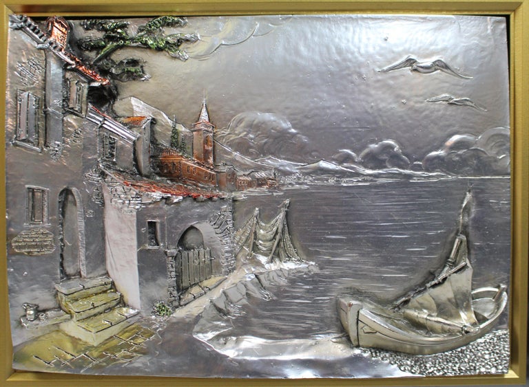 Pair of Large Creazioni Artistiche Relief Silver Artworks Framed In Good Condition For Sale In Worcester, GB