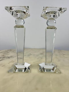 Pair of Large Crystal Candelabra, 26 cm high, Austria, 1980s