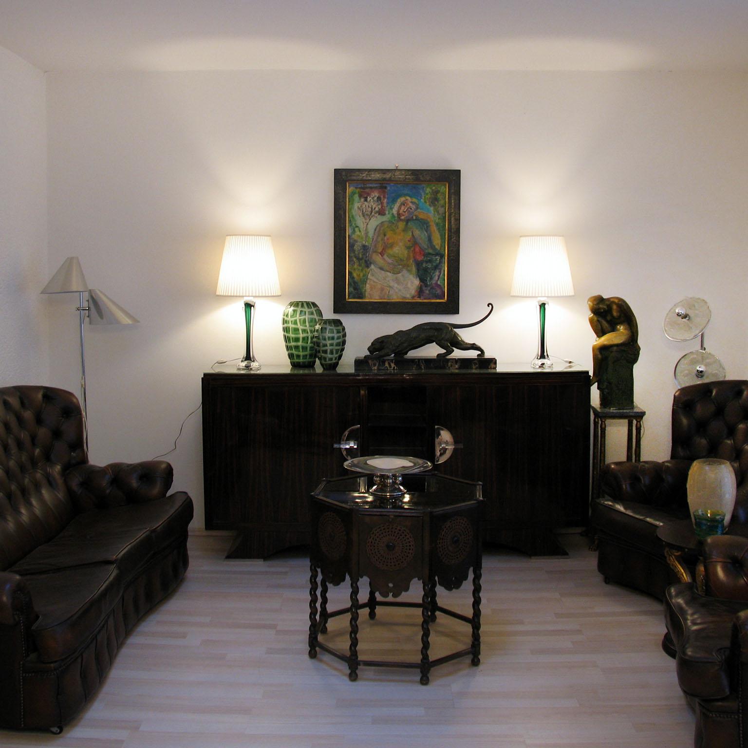 Paire de grandes lampes en cristal par Flygsfors, Paul Kedelv, années 1950 - Sommerso suédois en vente 6