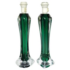 Pair of Large Crystal Lamps by Flygsfors, Paul Kedelv, 1950s — Swedish Sommerso