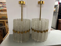 Pair of Very Large Crystal Orrefors Chandeliers by Carl Fagerlund
