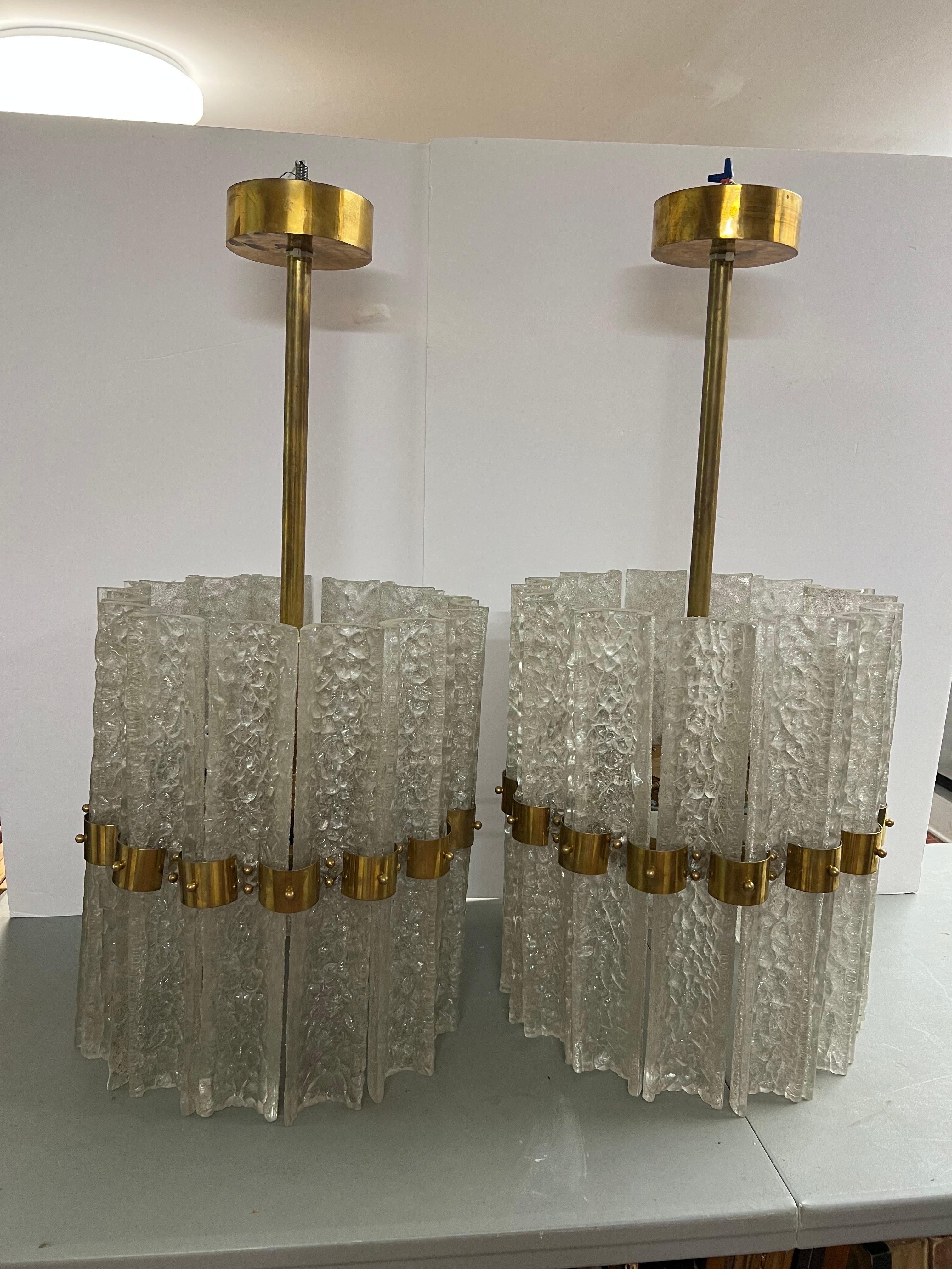 Glass Pair of Large Crystal Orrefors Chandeliers by Carl Fagerlund  For Sale