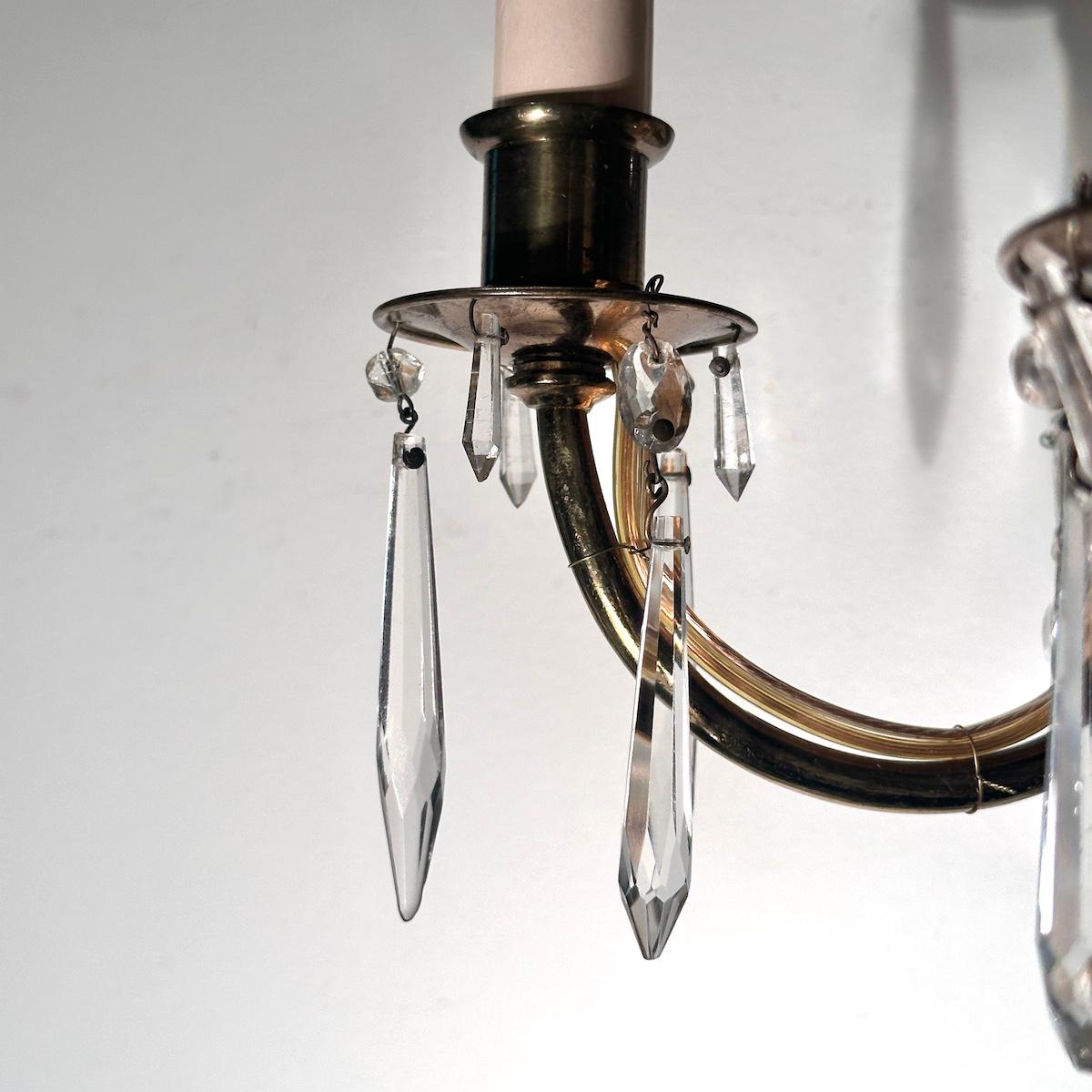 Pair of Large Crystal Sconces In Good Condition For Sale In New York, NY