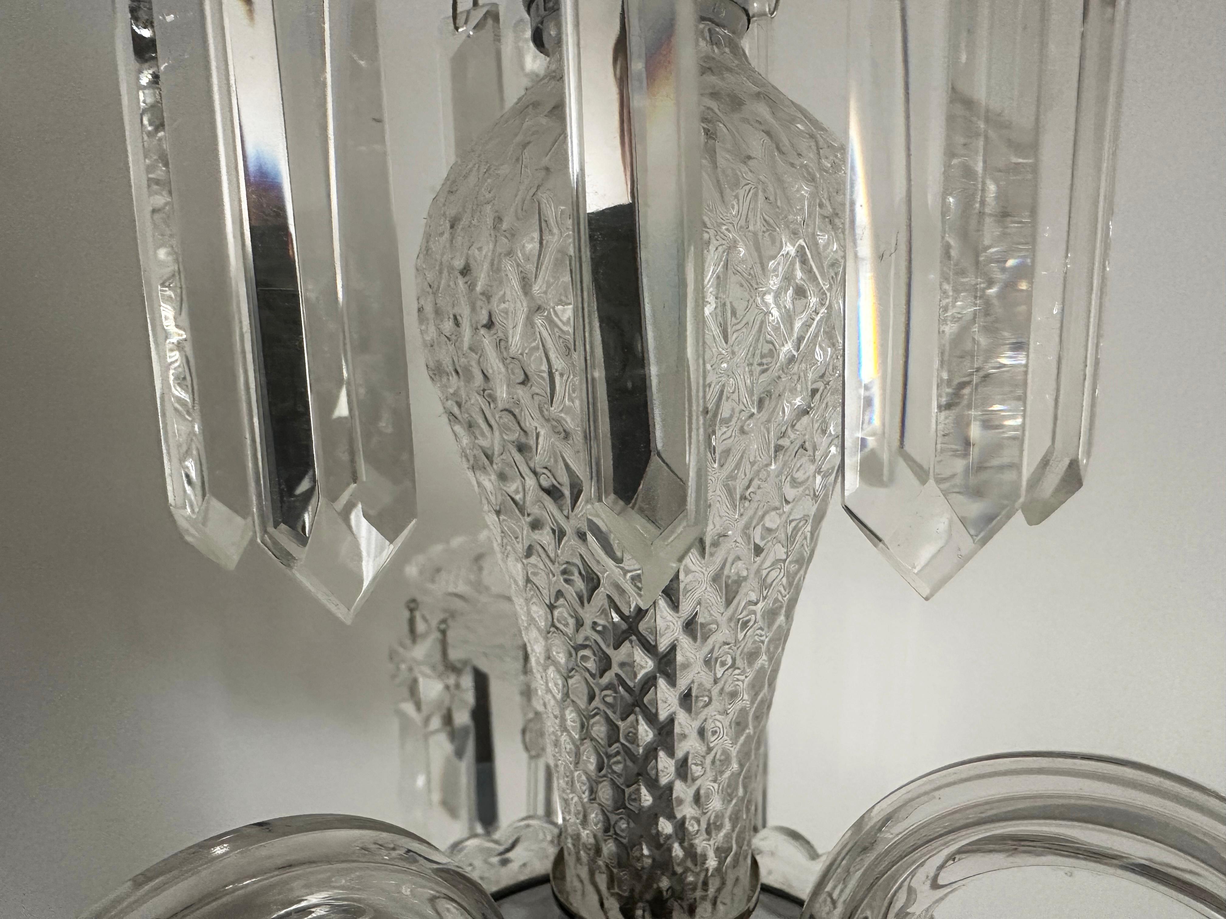 Pareja de grandes lámparas de sobremesa de cristal estilo Baccara con cuatro bombillas en venta 6