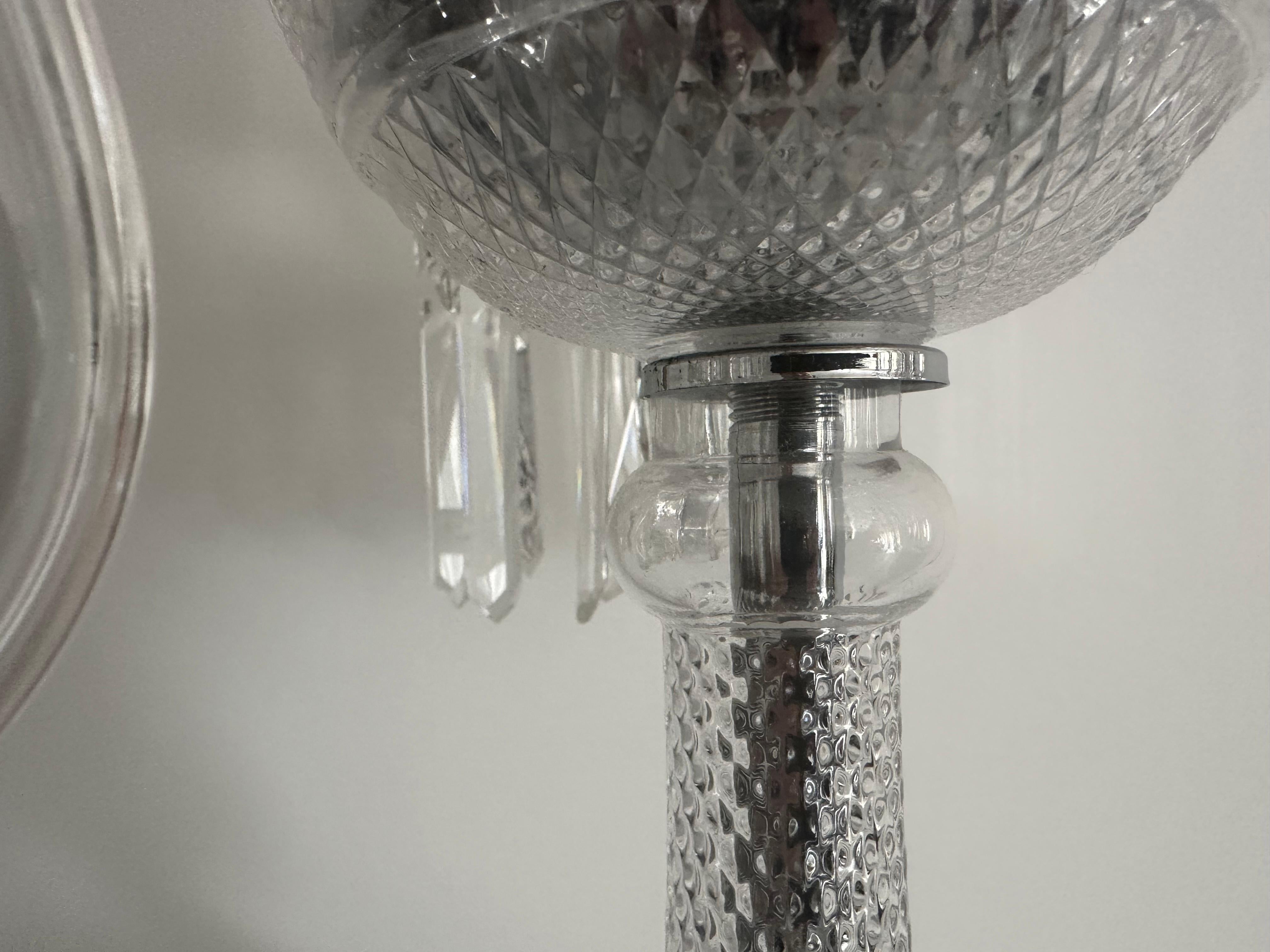 Pareja de grandes lámparas de sobremesa de cristal estilo Baccara con cuatro bombillas en venta 7