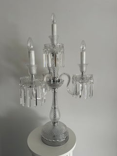 Pair of Large Crystal Table Lamps in Style of Baccara with Four Bulbs