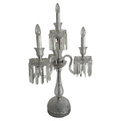 Pareja de grandes lámparas de sobremesa de cristal estilo Baccara con cuatro bombillas