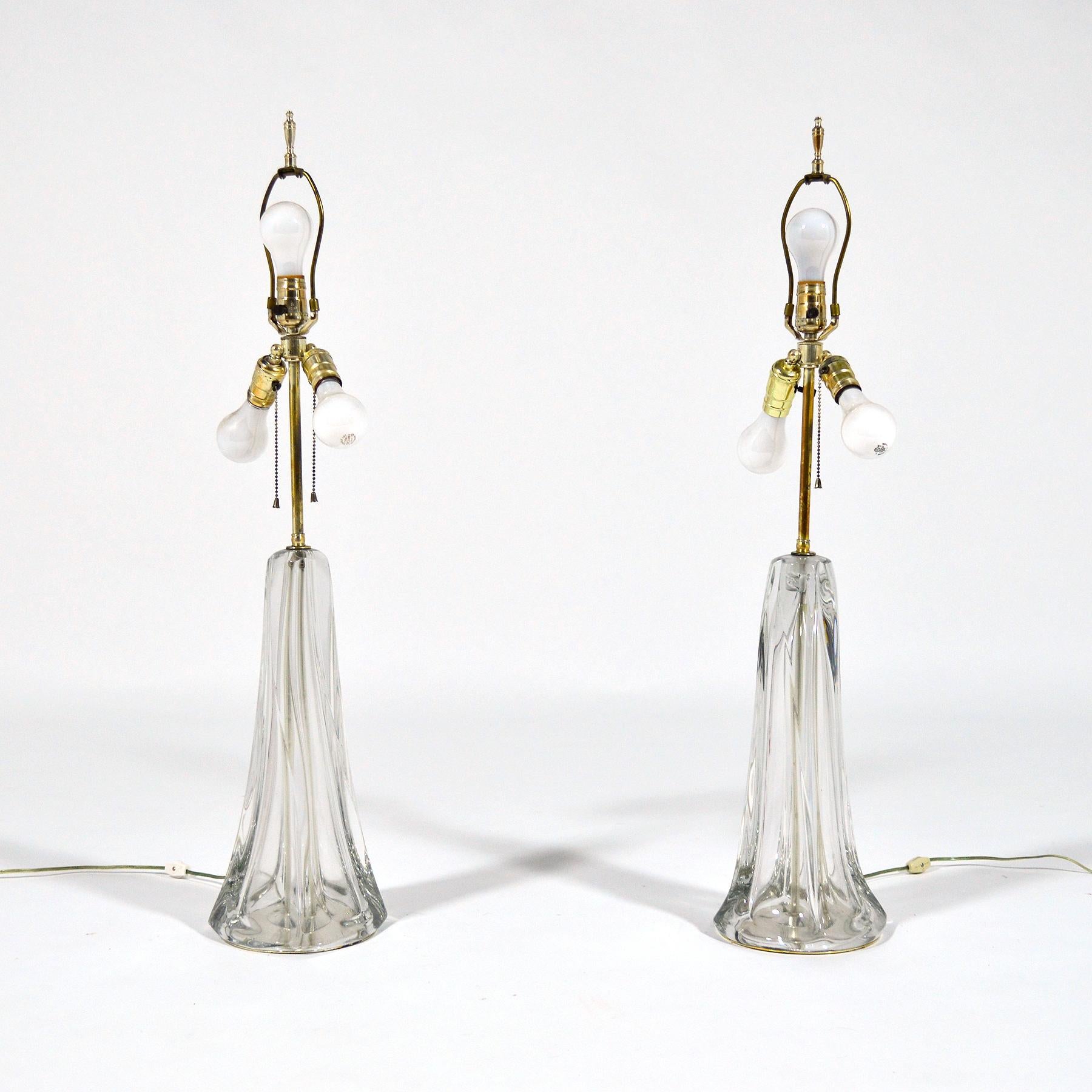 Austrian Pair of Large Crystal Table Lamps