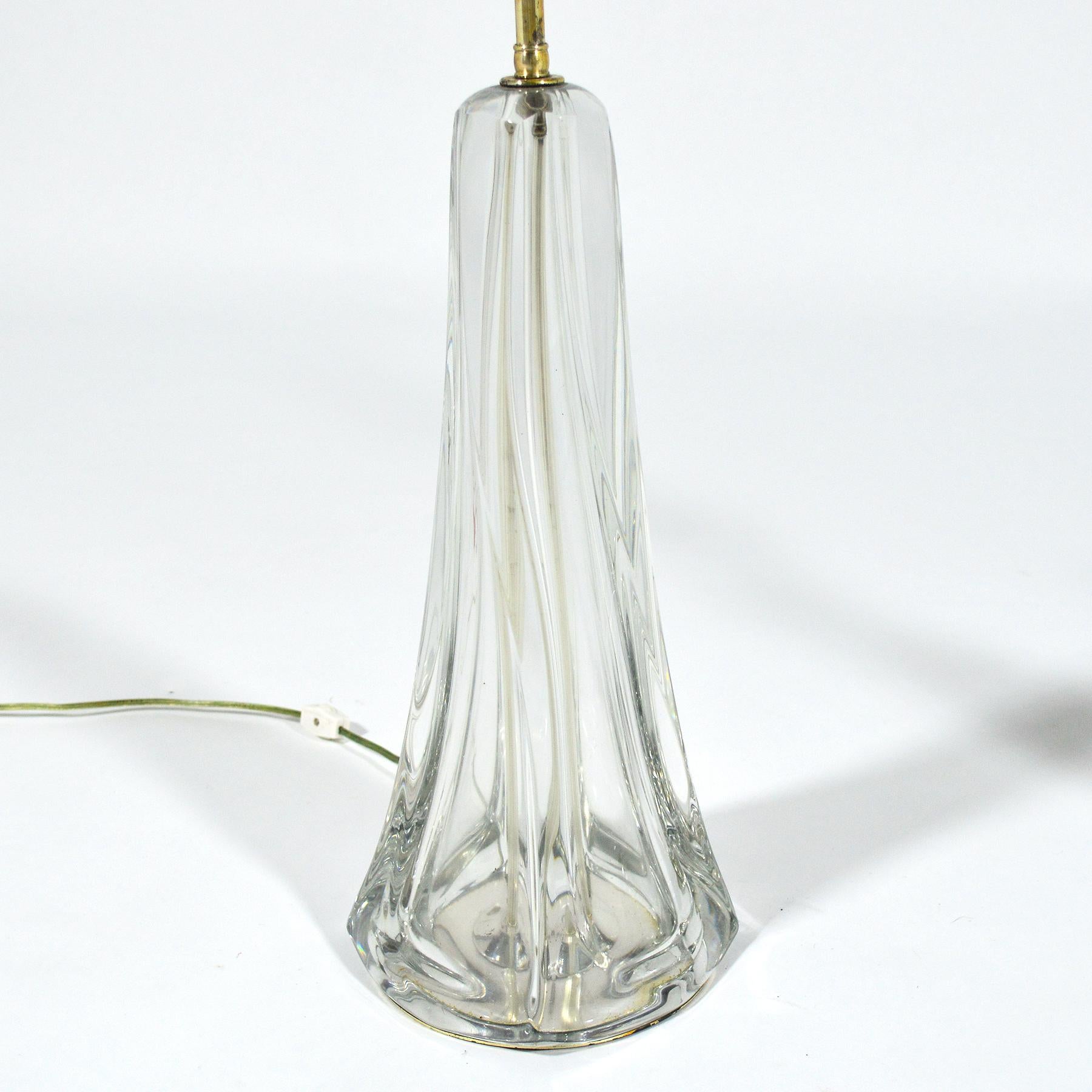 Pair of Large Crystal Table Lamps In Good Condition In Highland, IN
