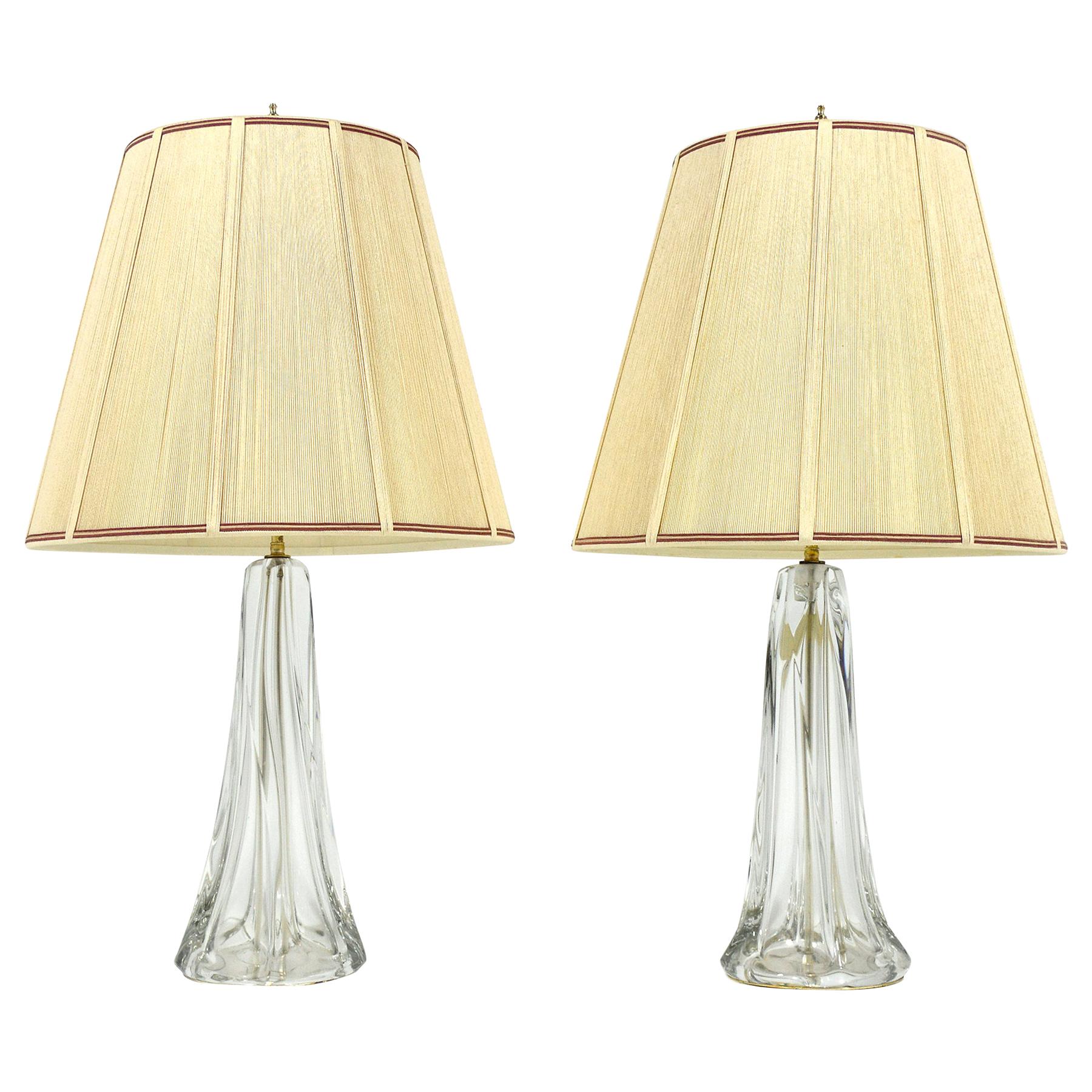Pair of Large Crystal Table Lamps