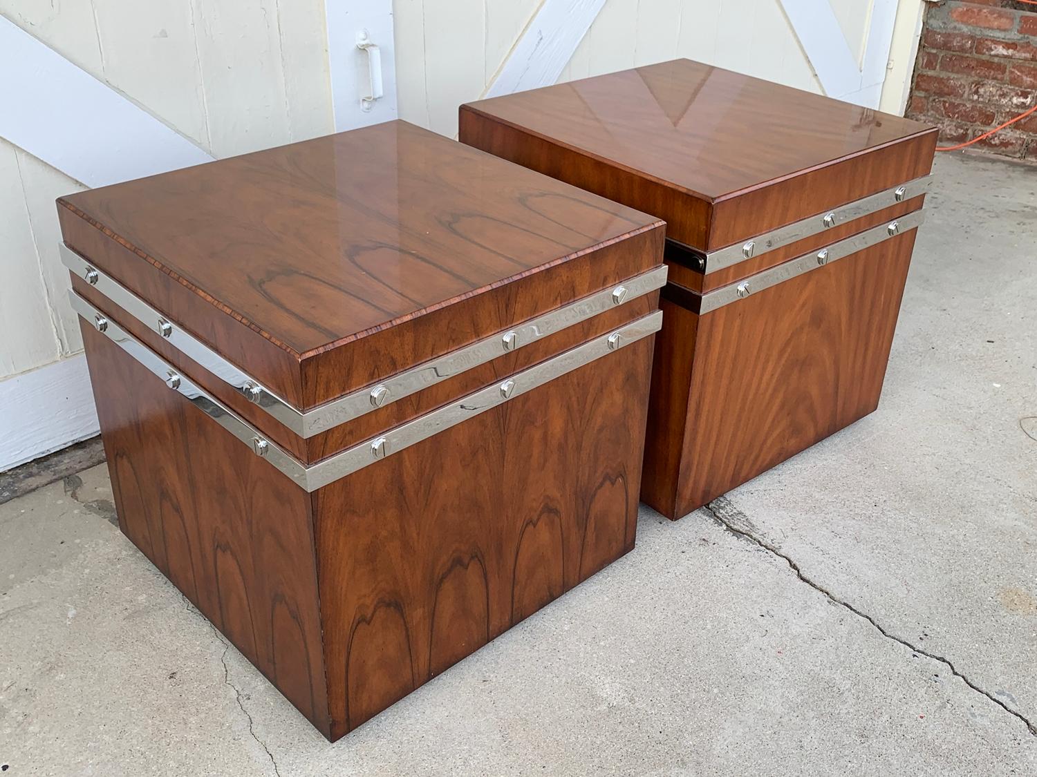 Art Deco Pair of Large Cube Tables/Cabinets by Theodore Alexander