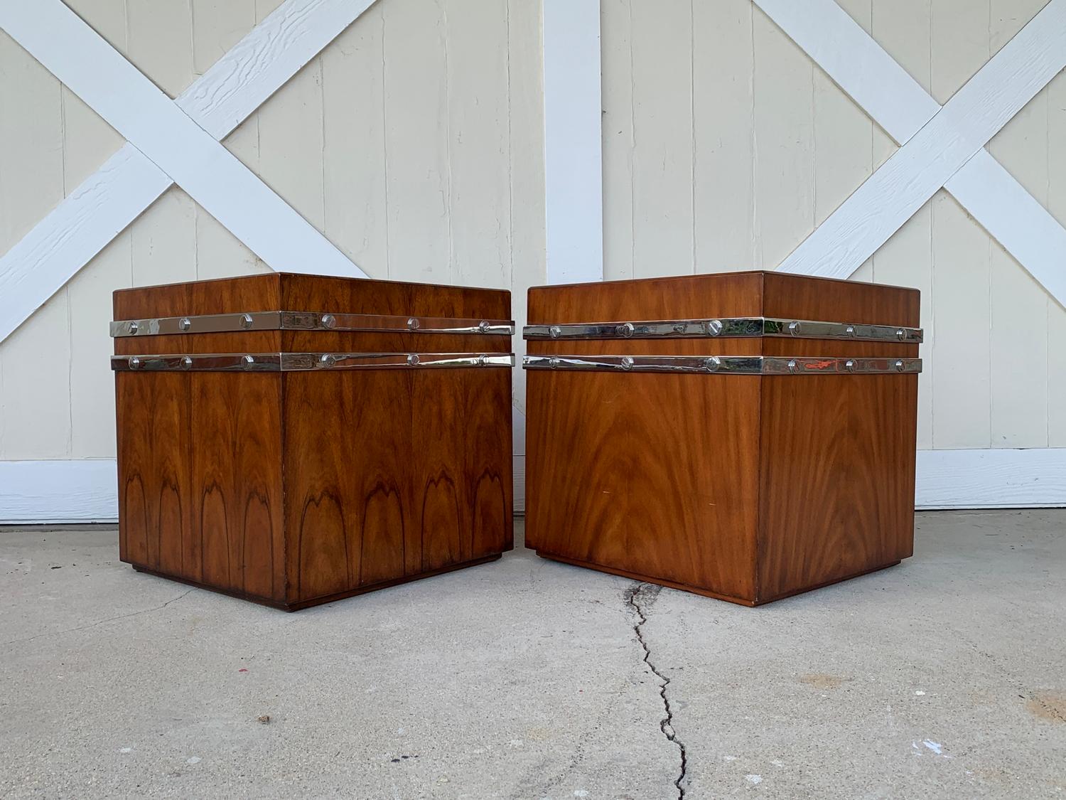 Pair of Large Cube Tables/Cabinets by Theodore Alexander In Good Condition In Los Angeles, CA